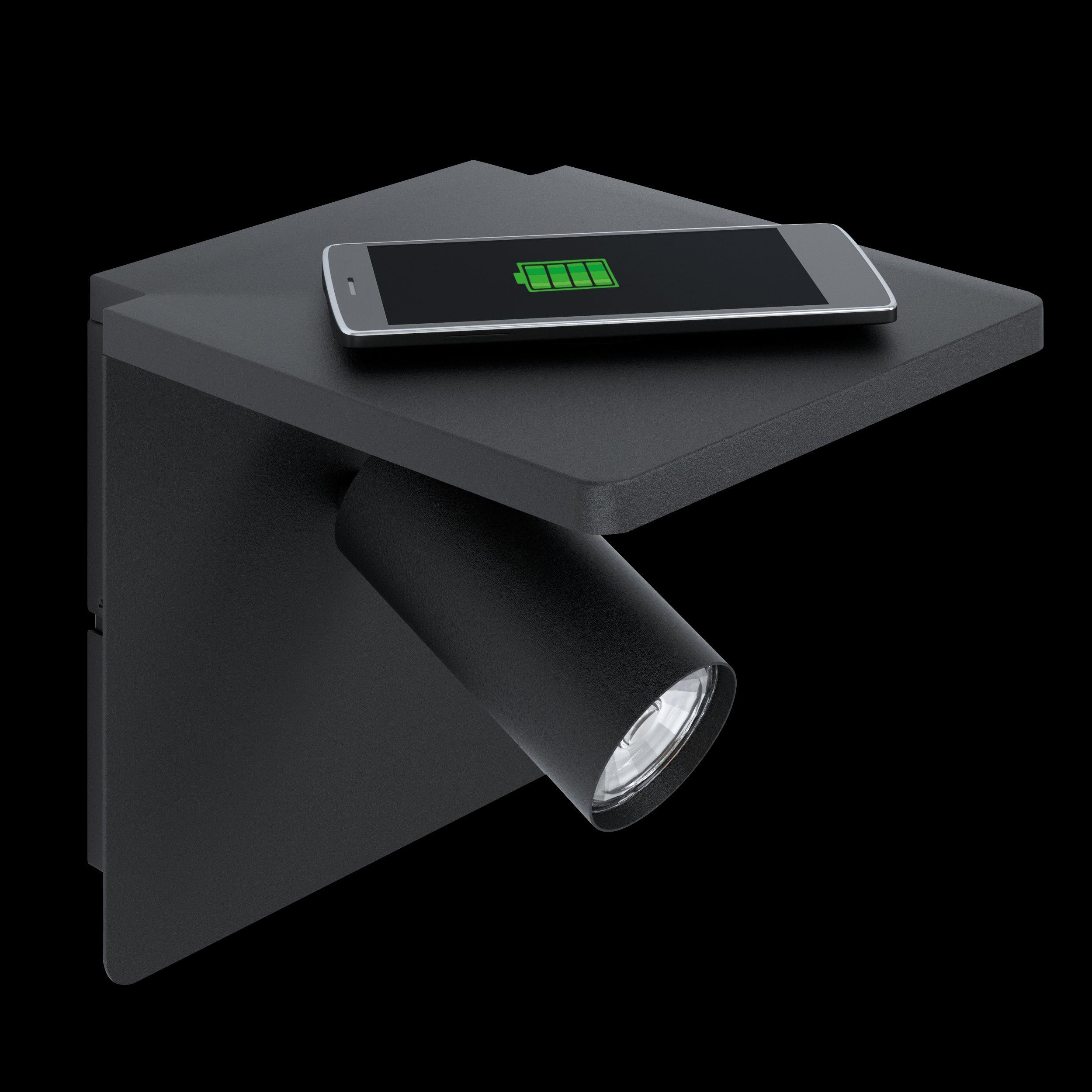 eglo ciglie led black wall light q charging living room image