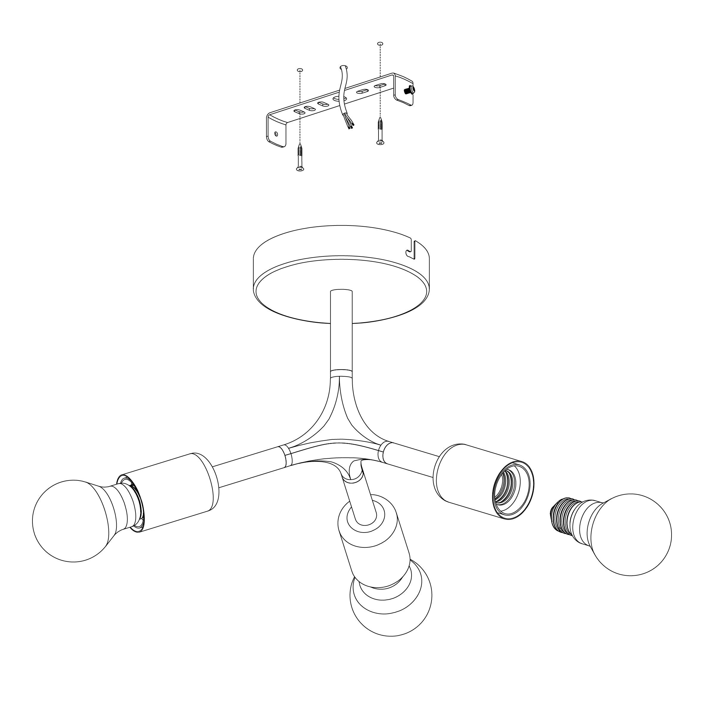 eglo bocadella 1 3 light modern black ceiling flush living room close up