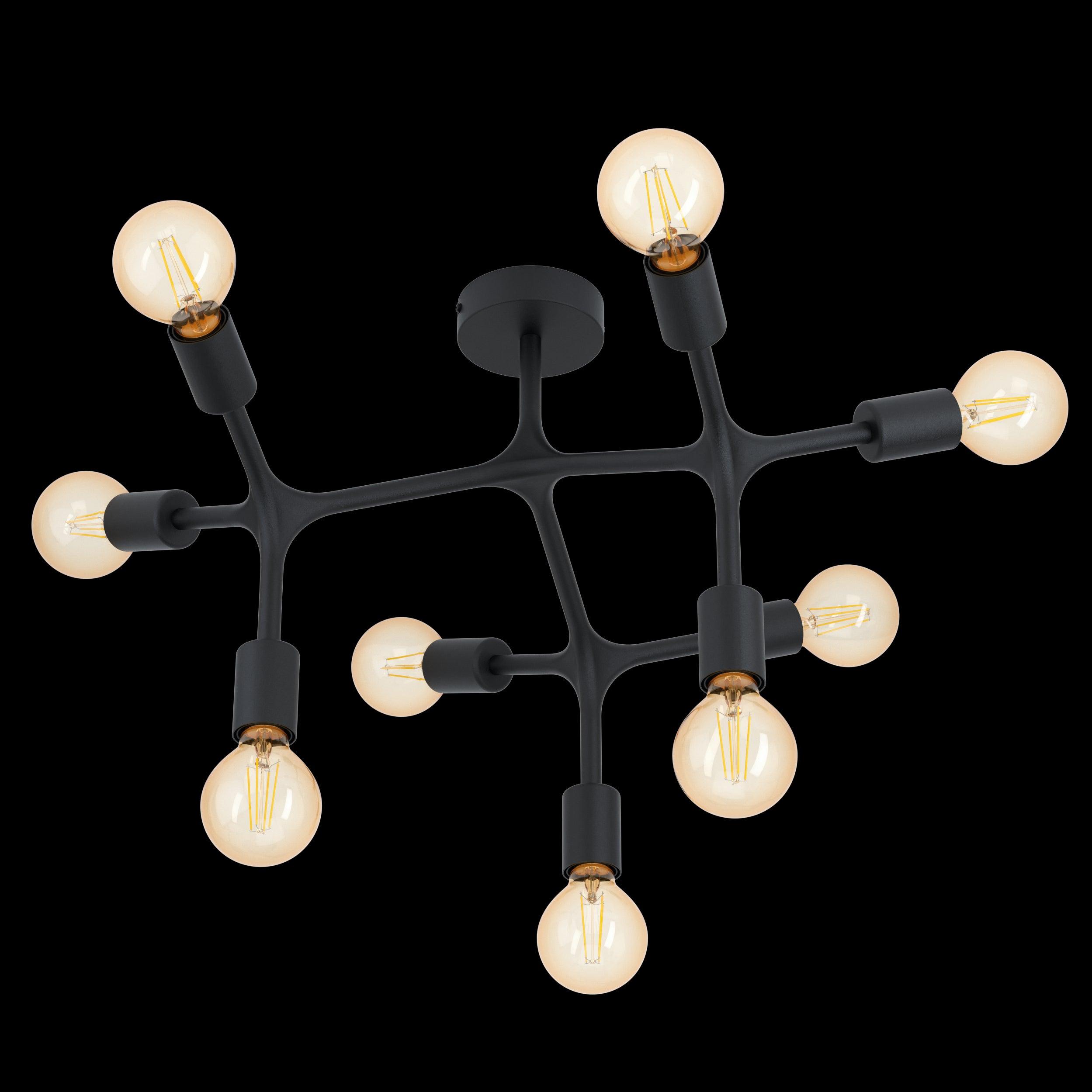 eglo bocadella 1 9 light modern black ceiling flush living room image