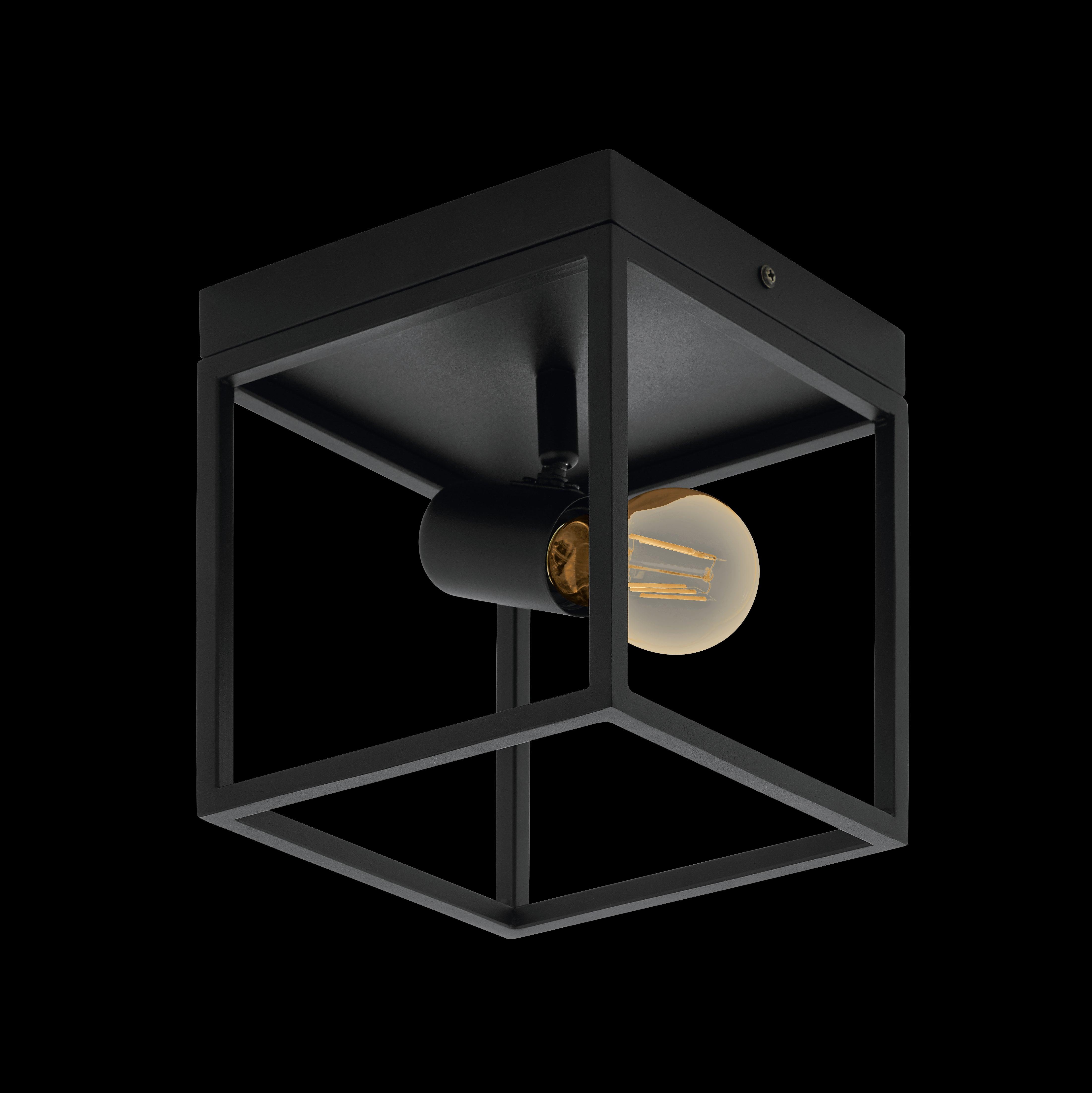 eglo silentina cube shaped black metal ceiling flush living room image