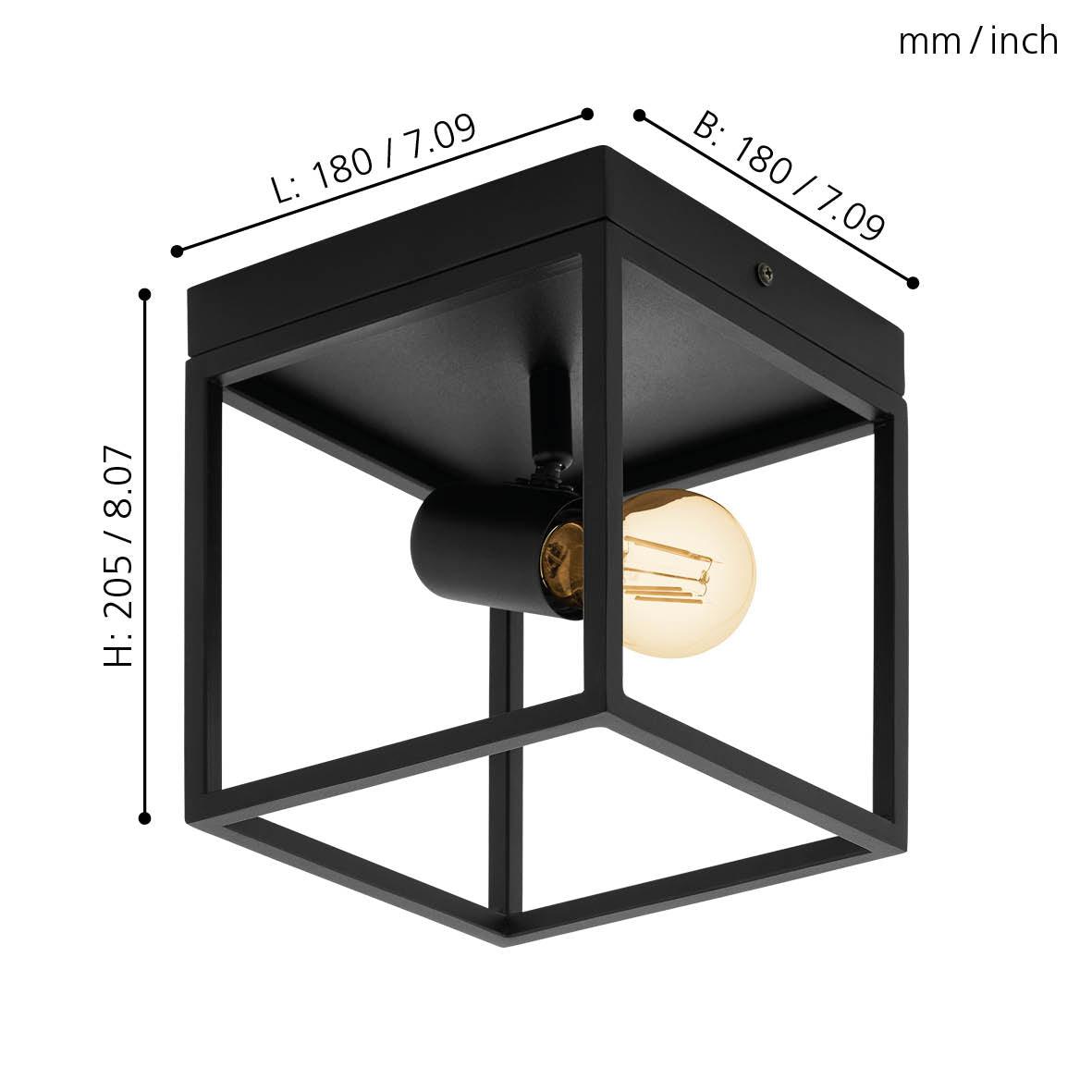 eglo silentina cube shaped black metal ceiling flush