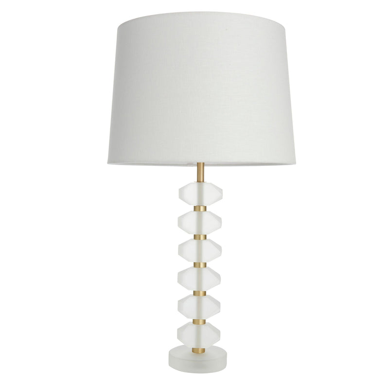 Annabelle Frosted Crystal Glass Table Lamp - White Shade