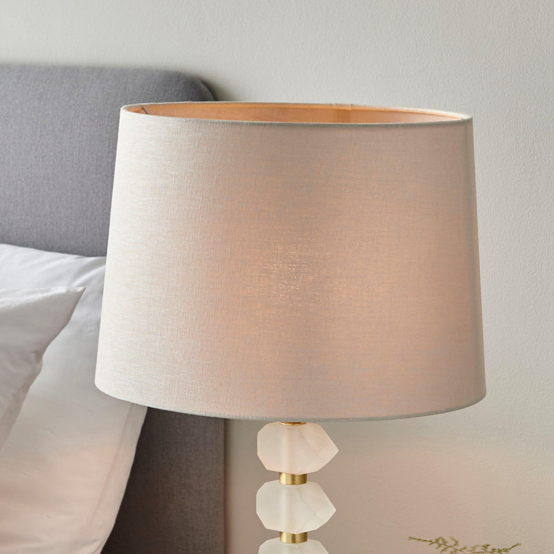 Annabelle Frosted Crystal Glass Table Lamp - Natural Shade