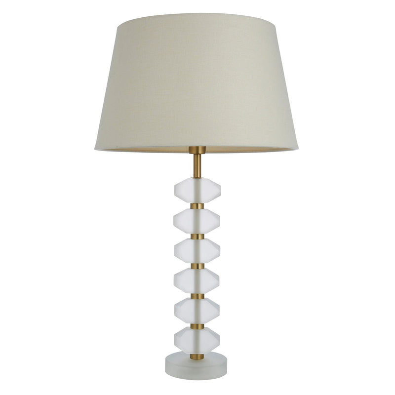 Annabelle Frosted Crystal Glass Table Lamp - Ivory Shade
