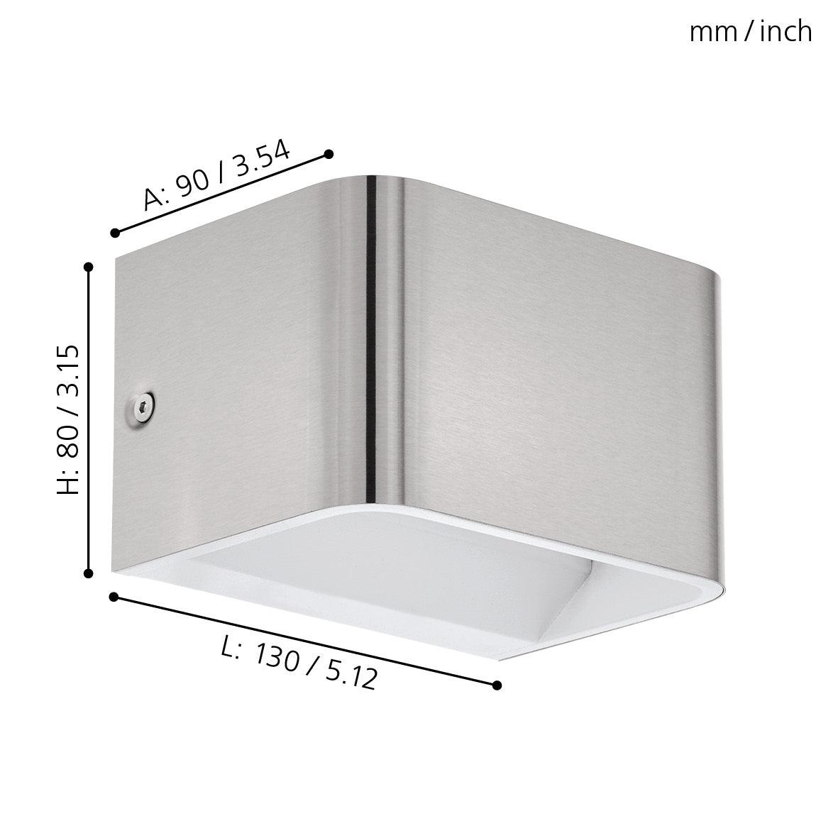 eglo sania 4 chrome led cube wall light living room close up