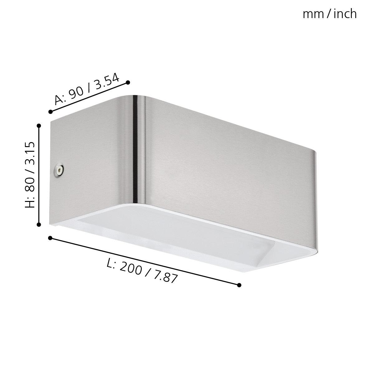 eglo sania 4 chrome integrated led wall light living room close up