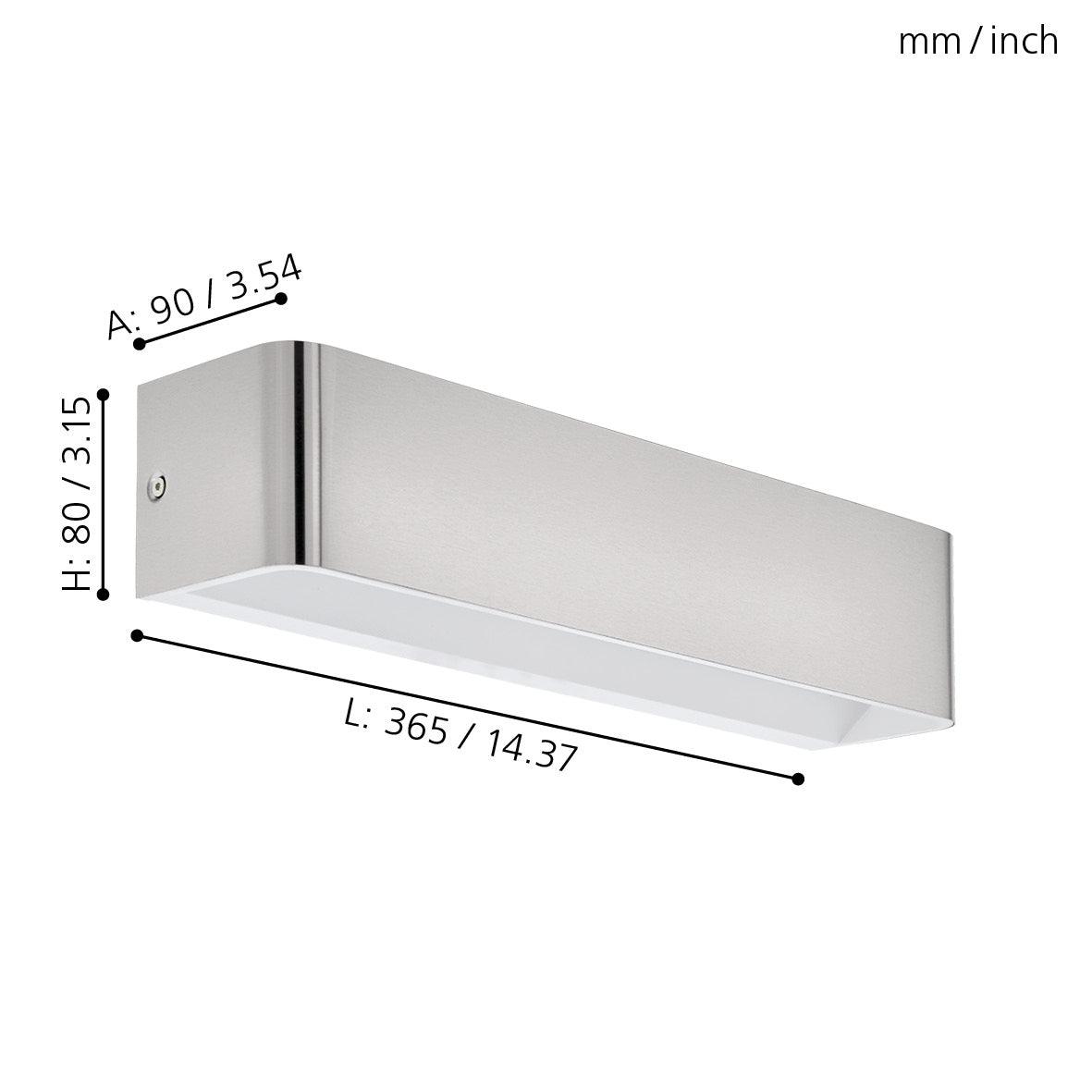 eglo sania 4 modern chrome led wall light living room close up