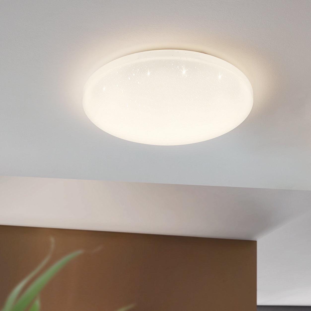 eglo frania s round led flush ceiling light 55cm living room close up