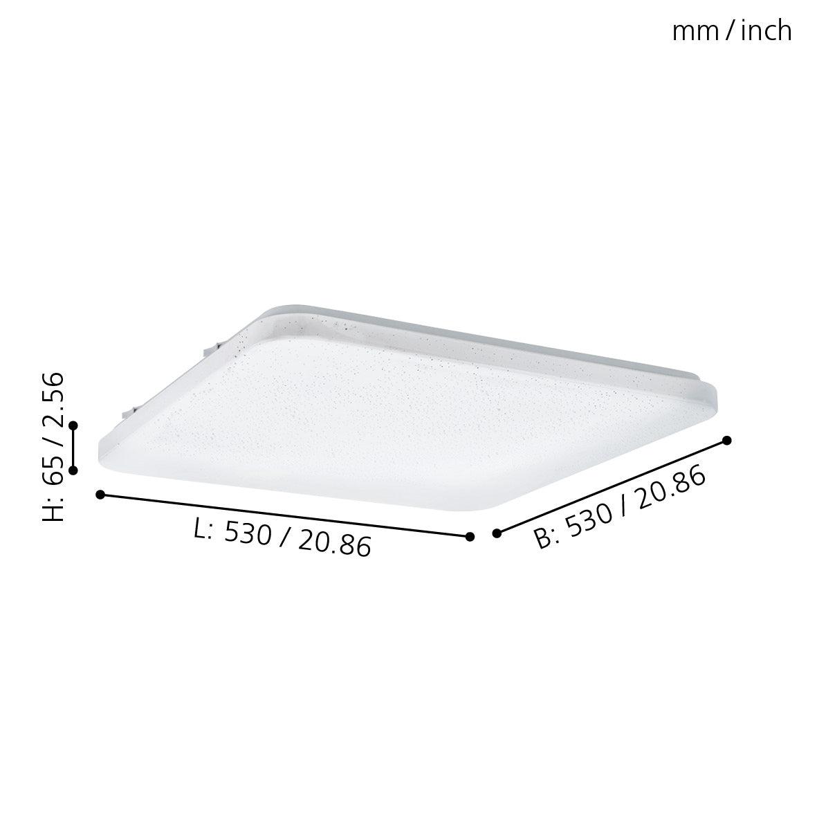 eglo frania s led square flush ceiling light 53cm living room close up