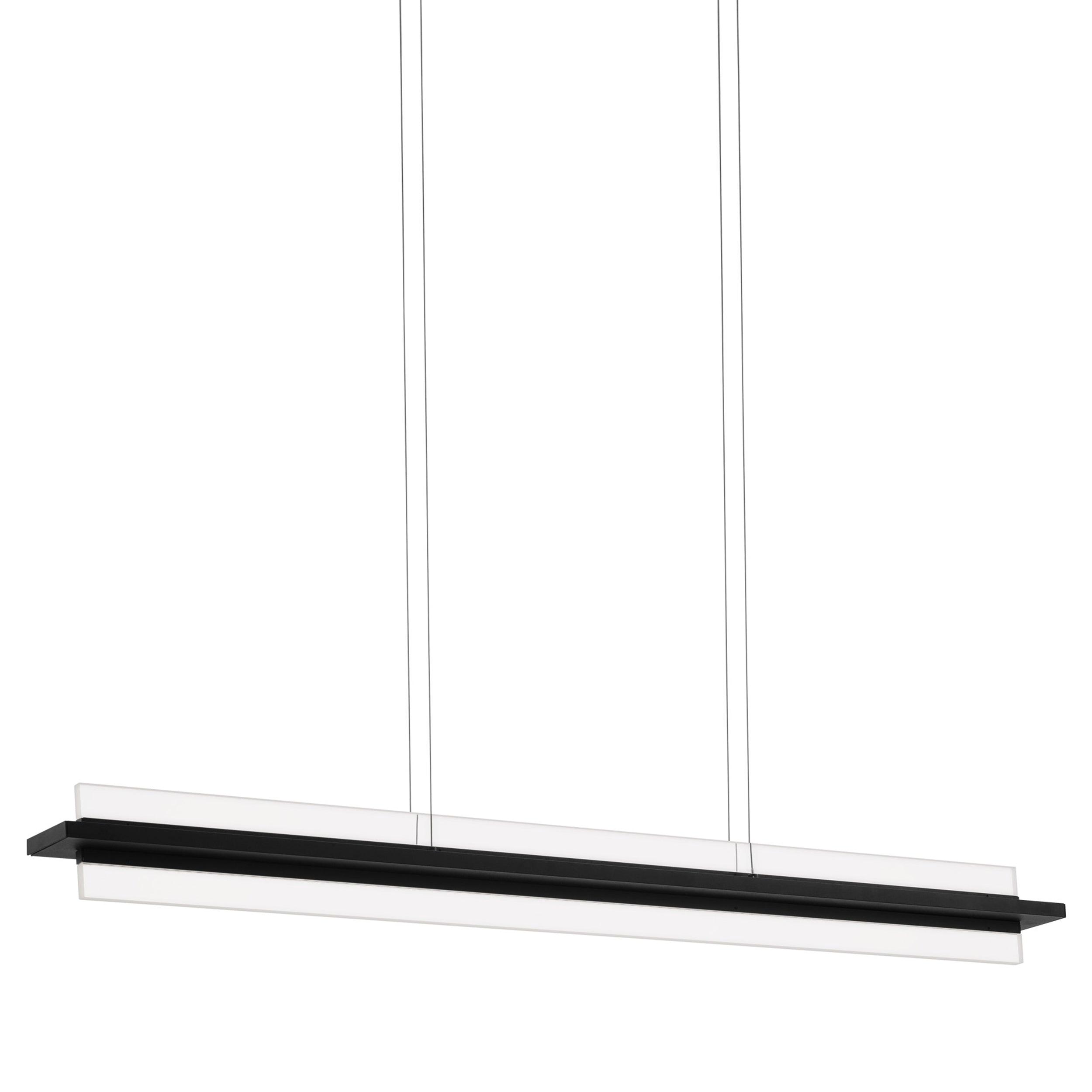 eglo spadafora led black rectangular ceiling pendant living room close up