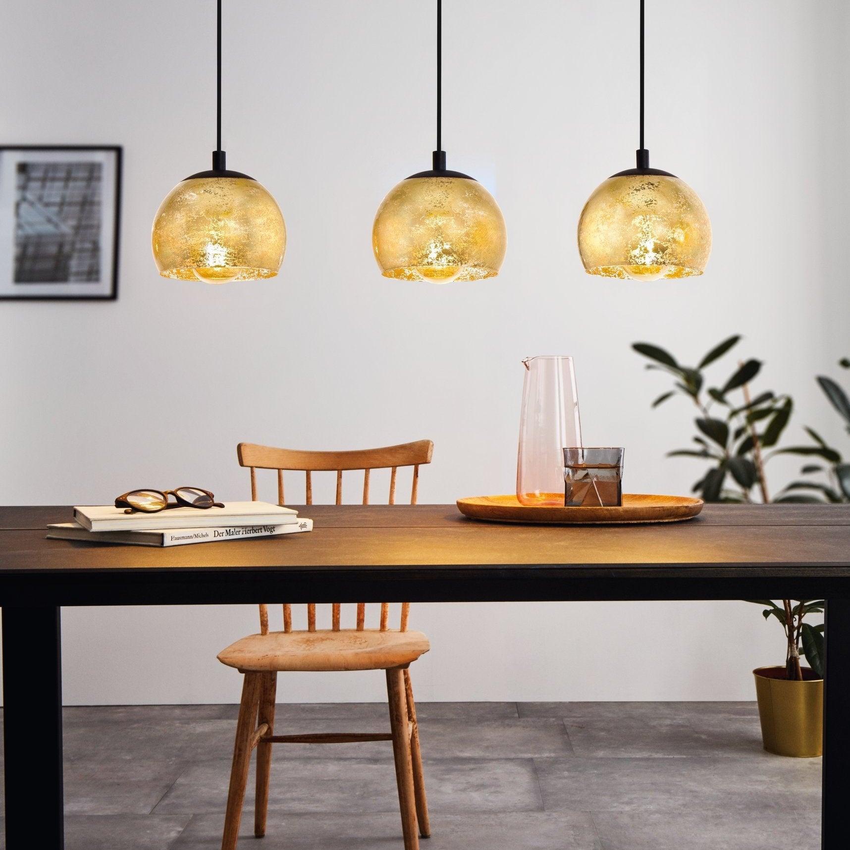 eglo albaraccin 3 light spherical gold leaf style ceiling pendant