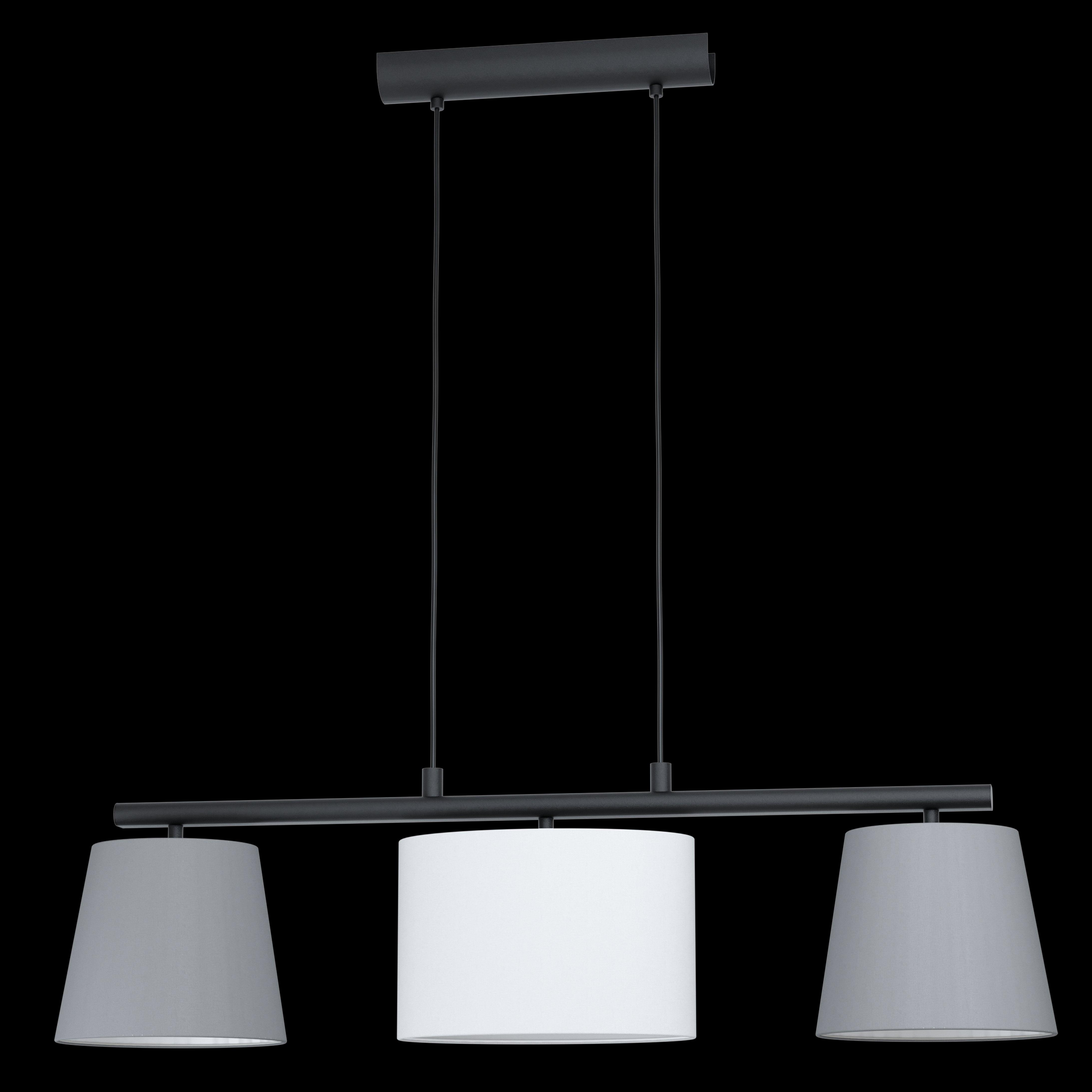 eglo almeida 1 3 light grey white fabric shade pendant kitchen lighting 
