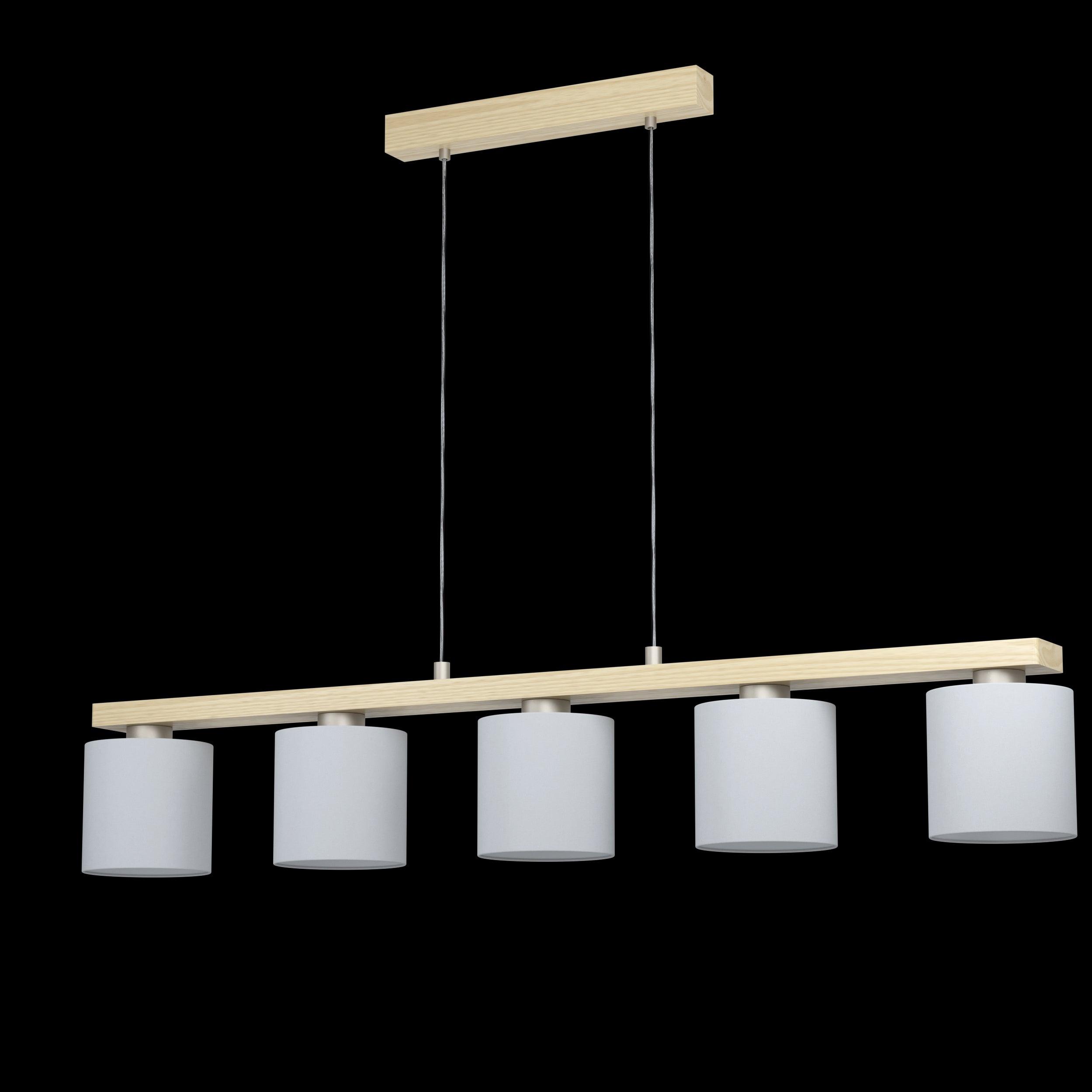 eglo castralvo 5 light wood bar ceiling pendant white fabric shades living room image