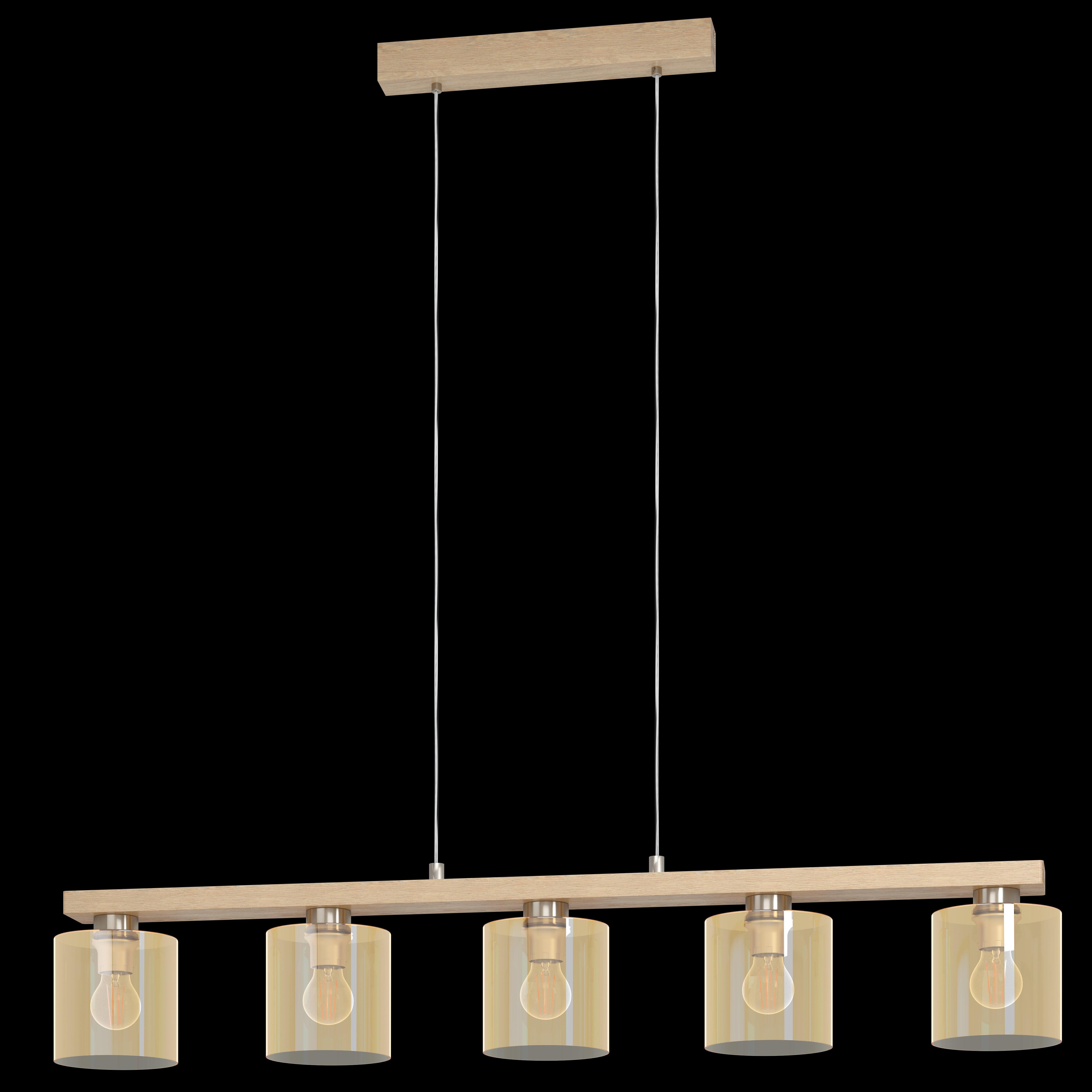 eglo castralvo 5 light wood bar ceiling pendant amber glass shades living room image