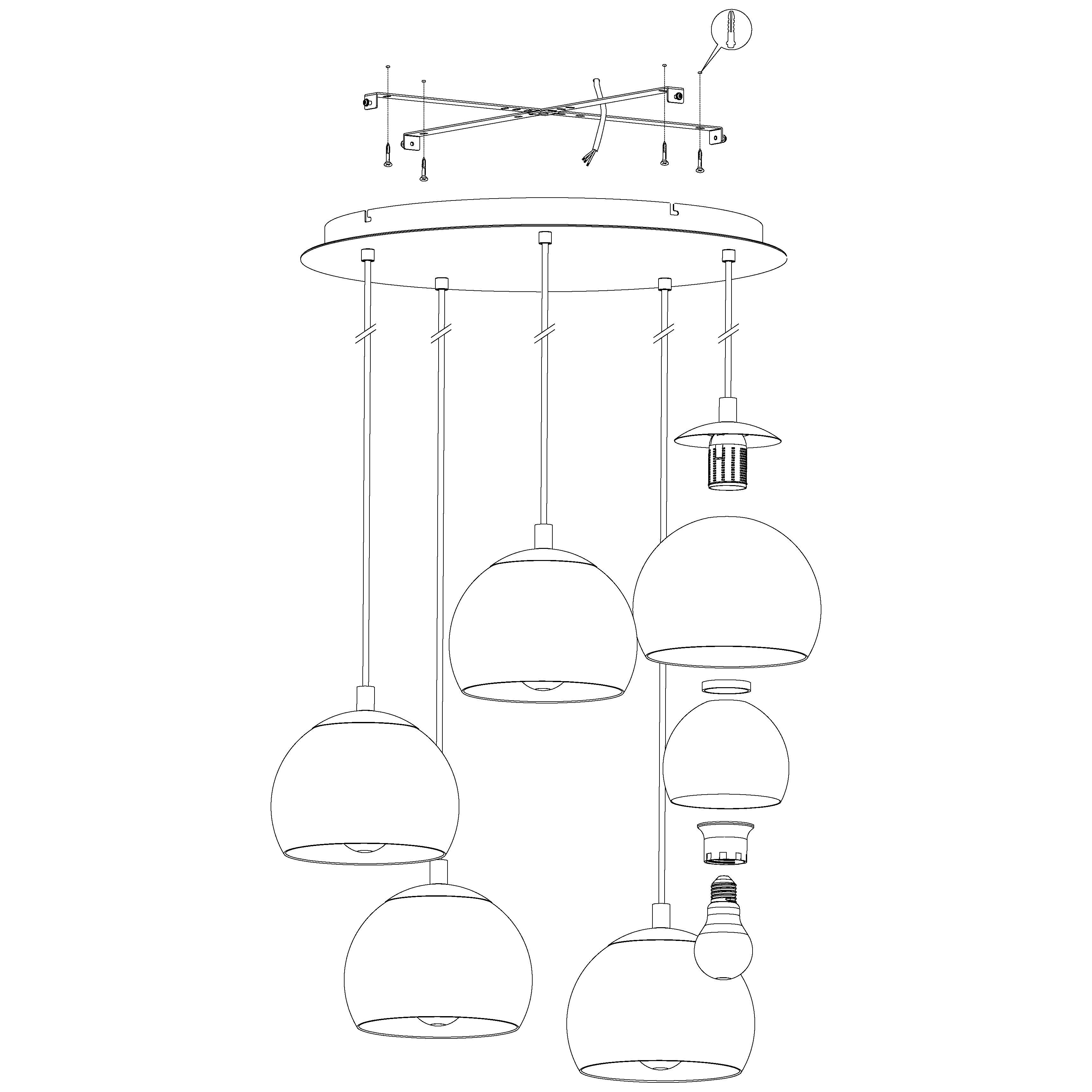 eglo rocamar 1 5 light clear glass copper ceiling pendant Kitchen Lighting Close Up