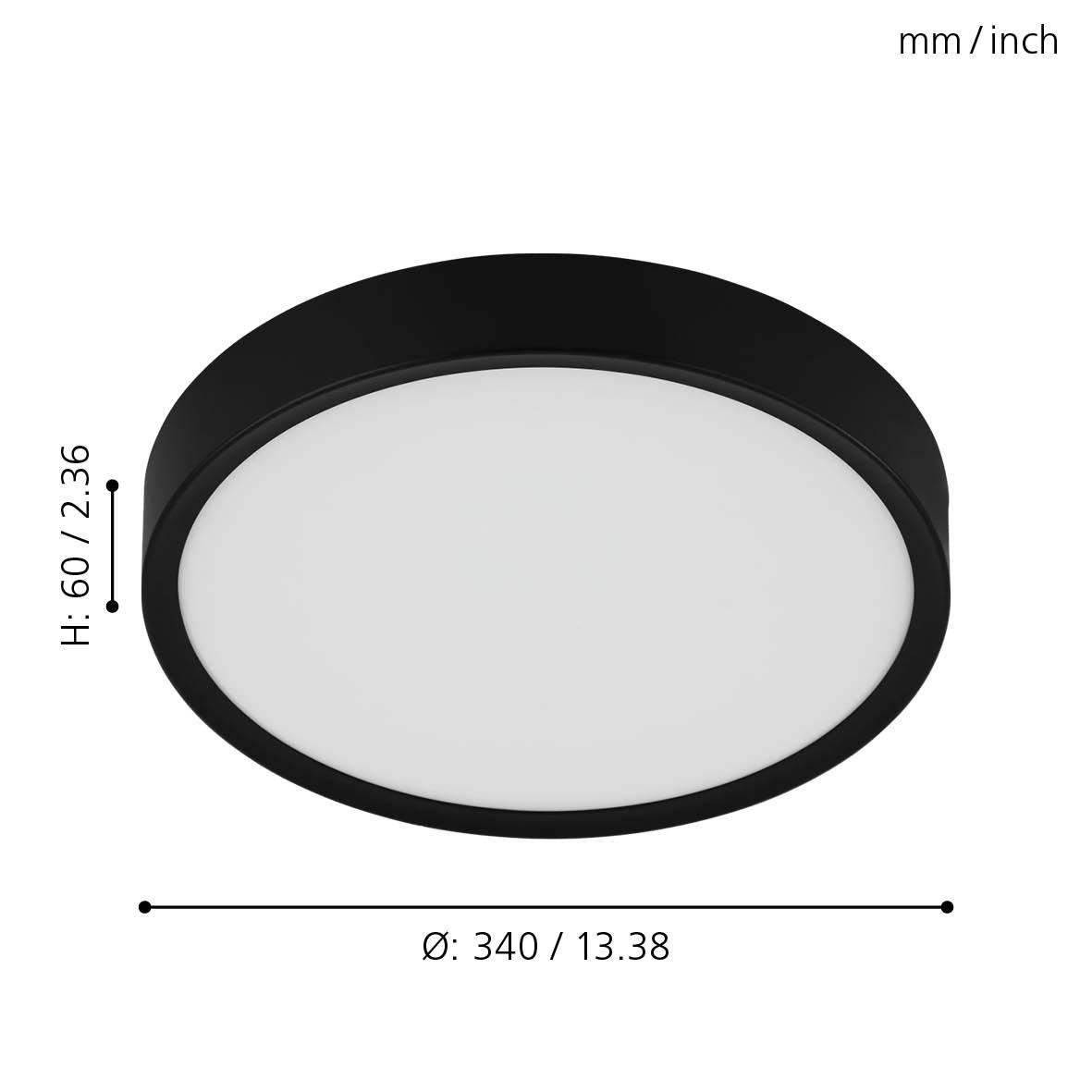 eglo musurita black round led flush ceiling light 31cm living room close up