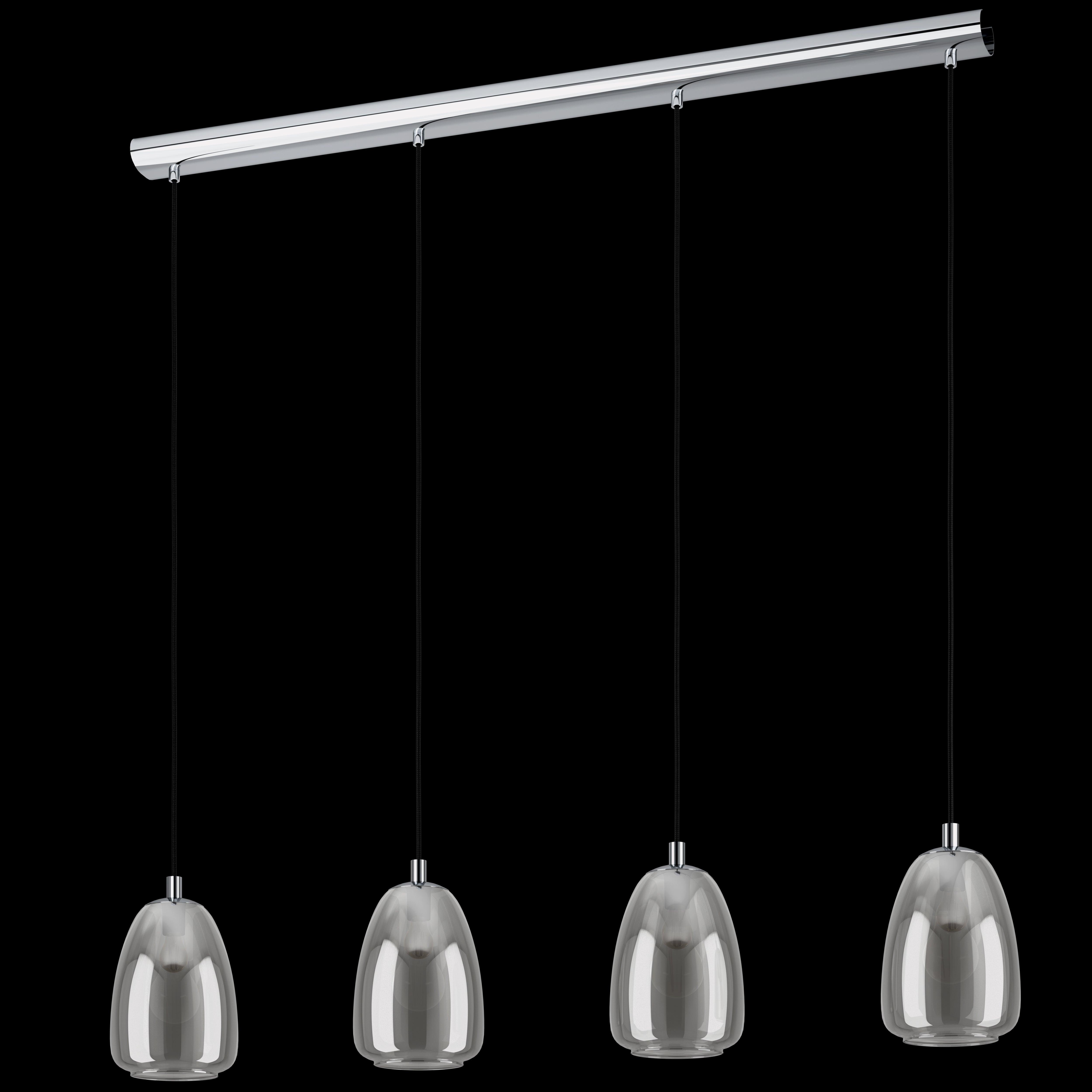 eglo alobrase 4 light chrome smoked black glass ceiling pendant kitchen lighting 