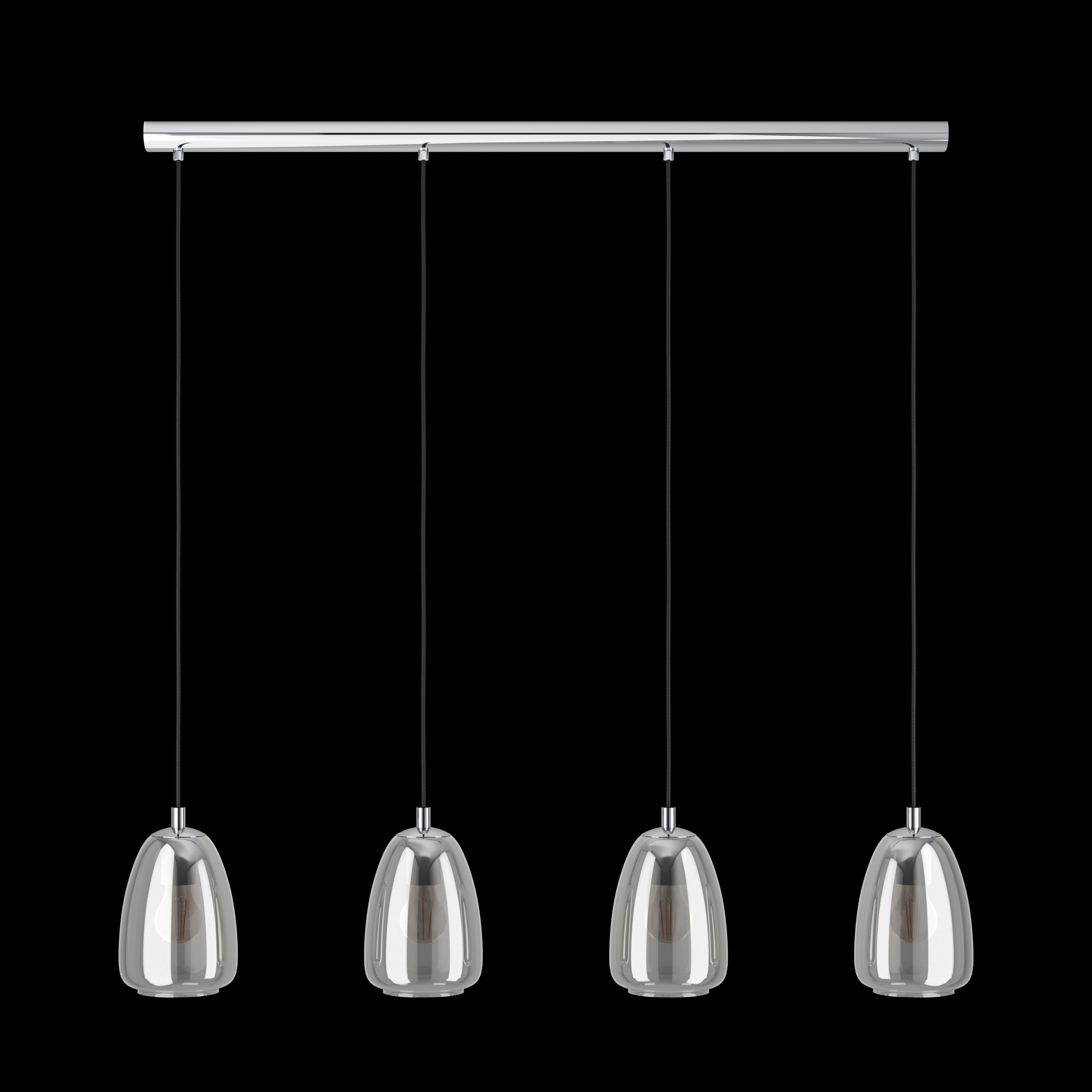 eglo alobrase 4 light chrome smoked black glass ceiling pendant living room image
