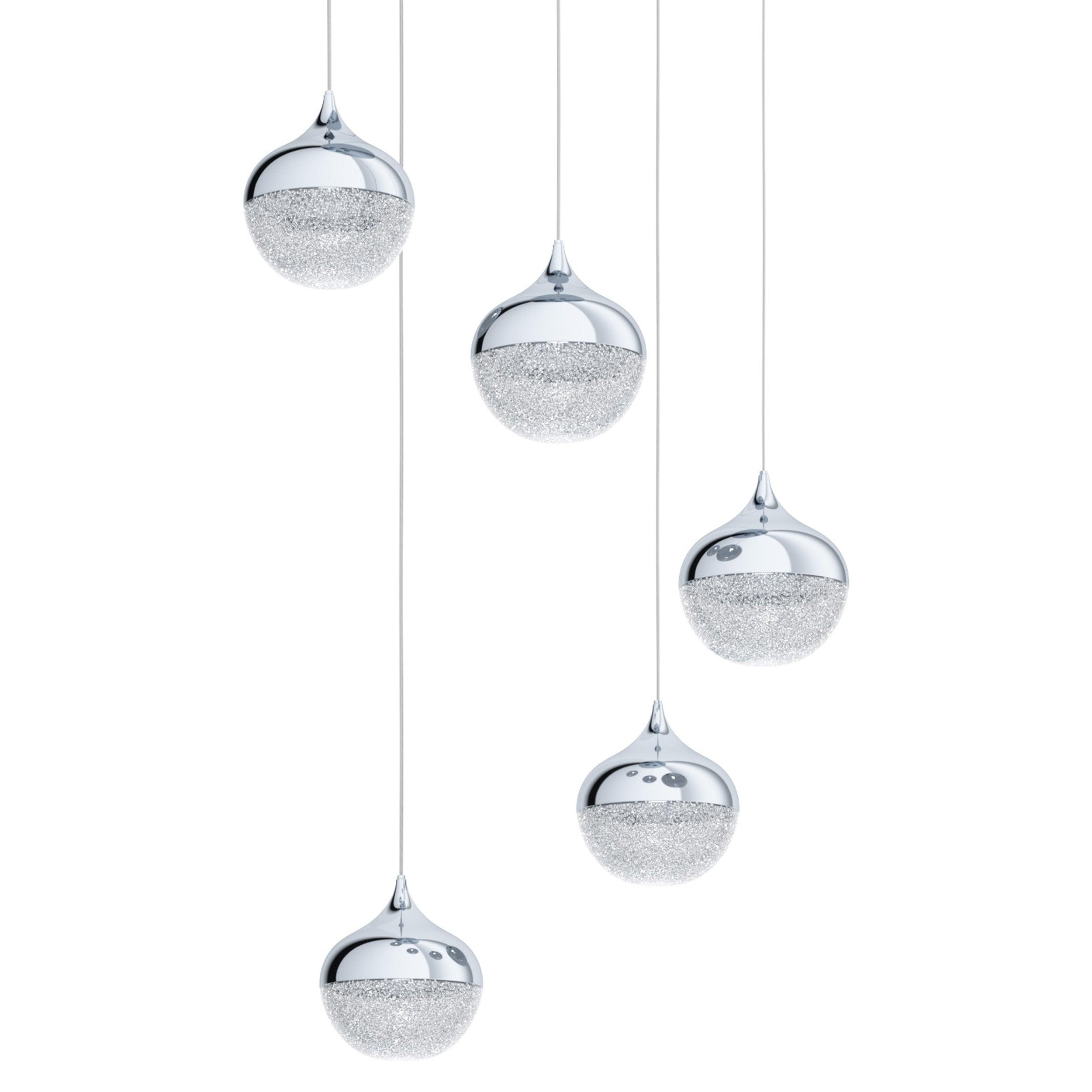 eglo mioglia 1 5 light chrome crystal effect pendant living room image