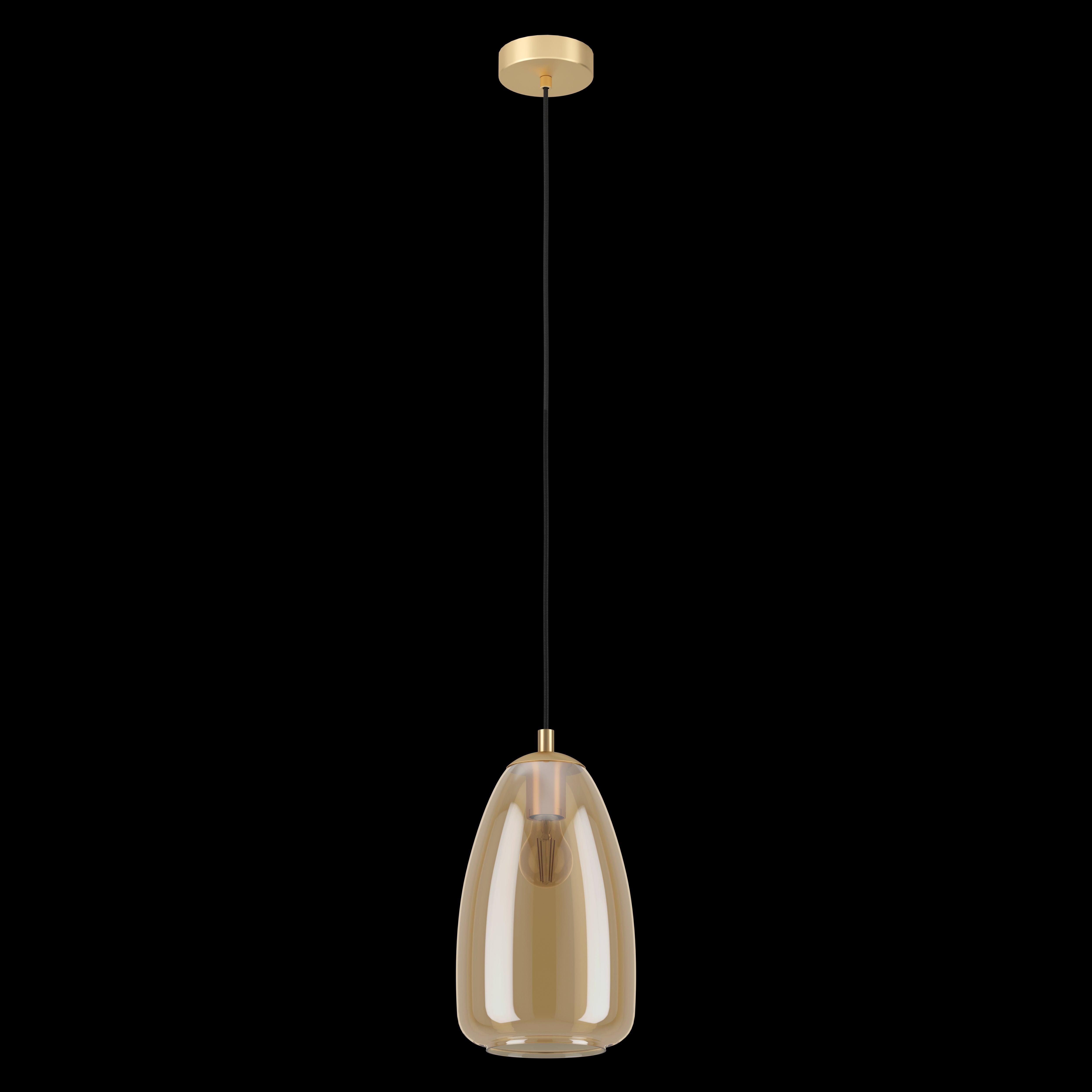 eglo alobrase smoked amber glass ceiling pendant 20cm living room close up