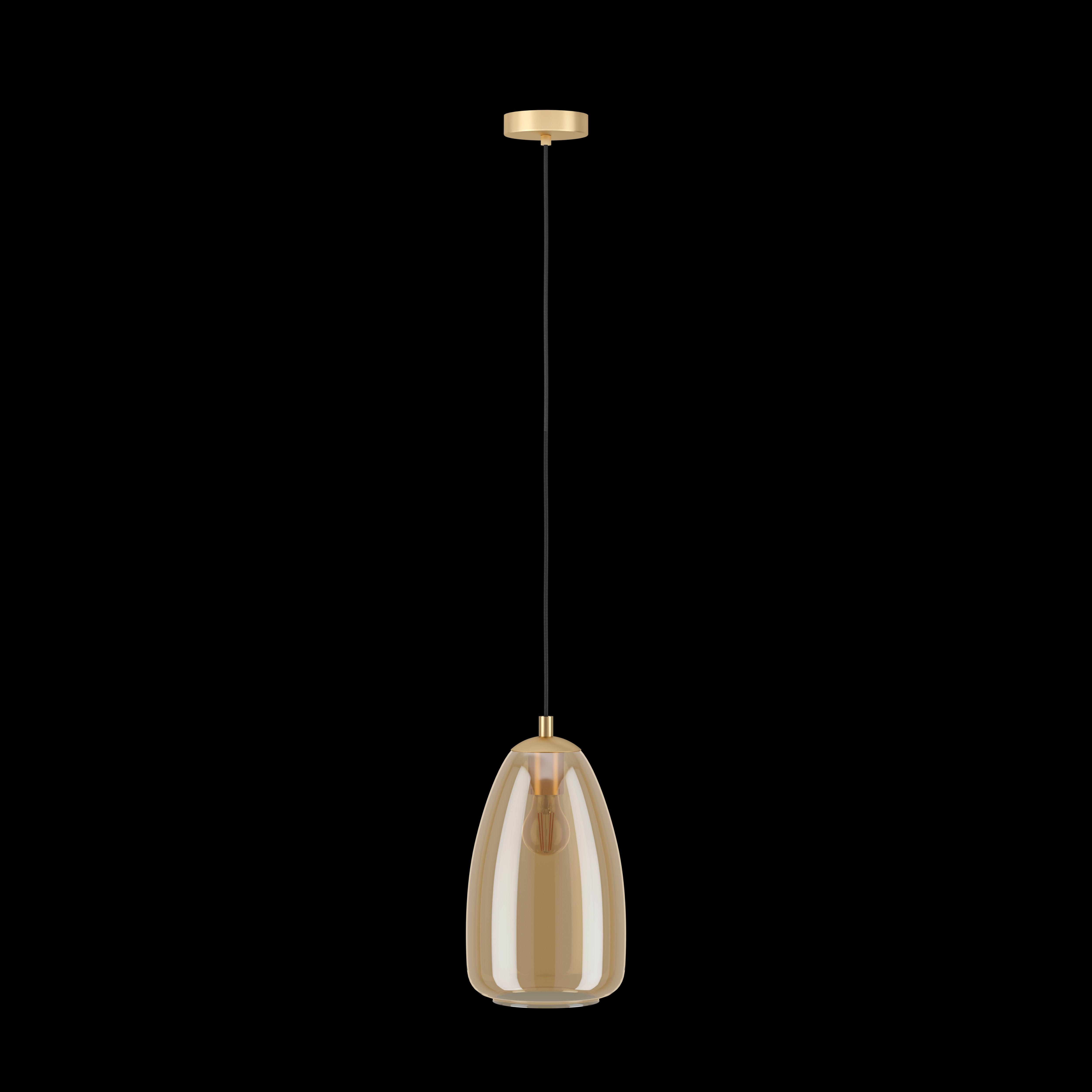eglo alobrase smoked amber glass ceiling pendant 20cm living room image