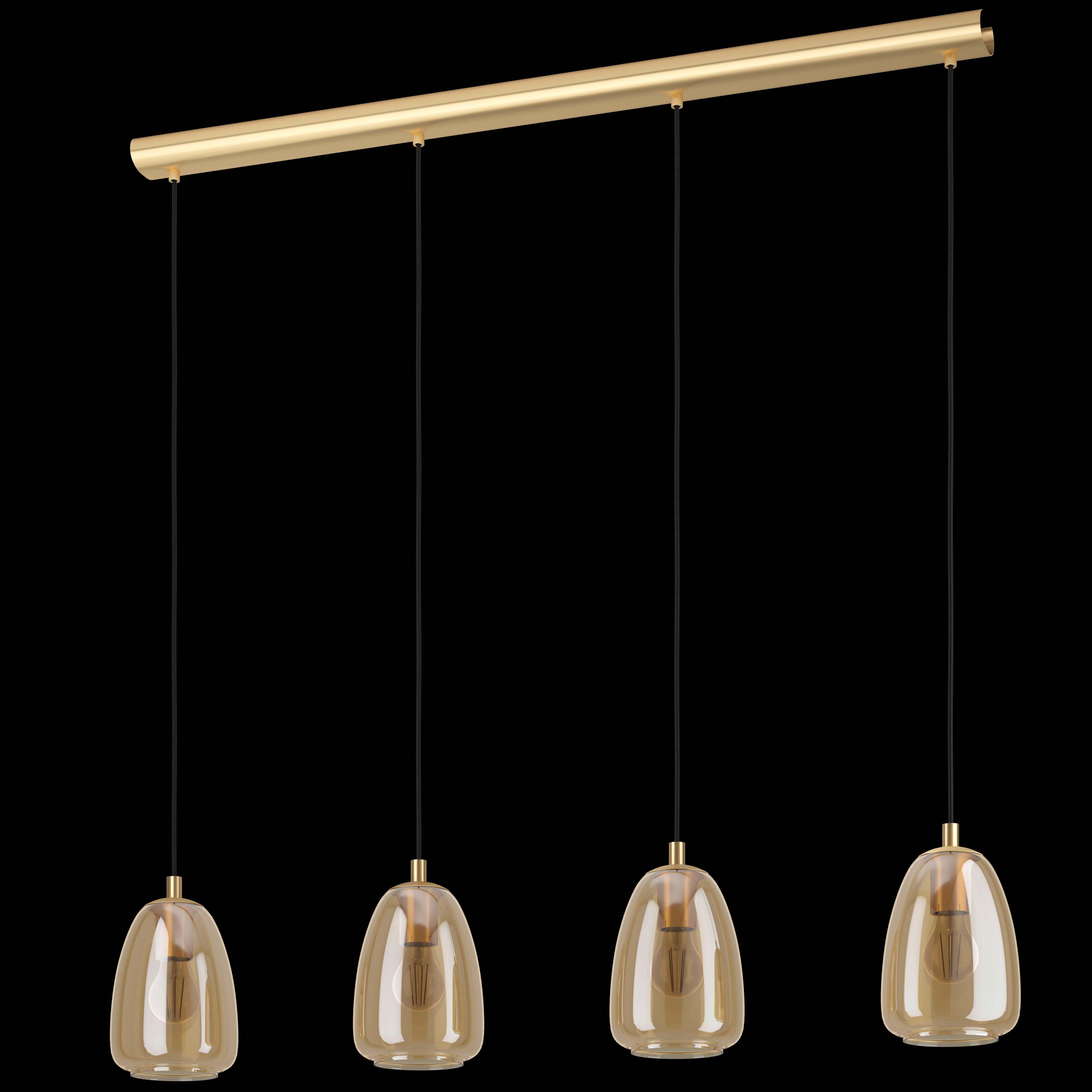eglo alobrase 4 light smoked amber glass ceiling pendant living room close up