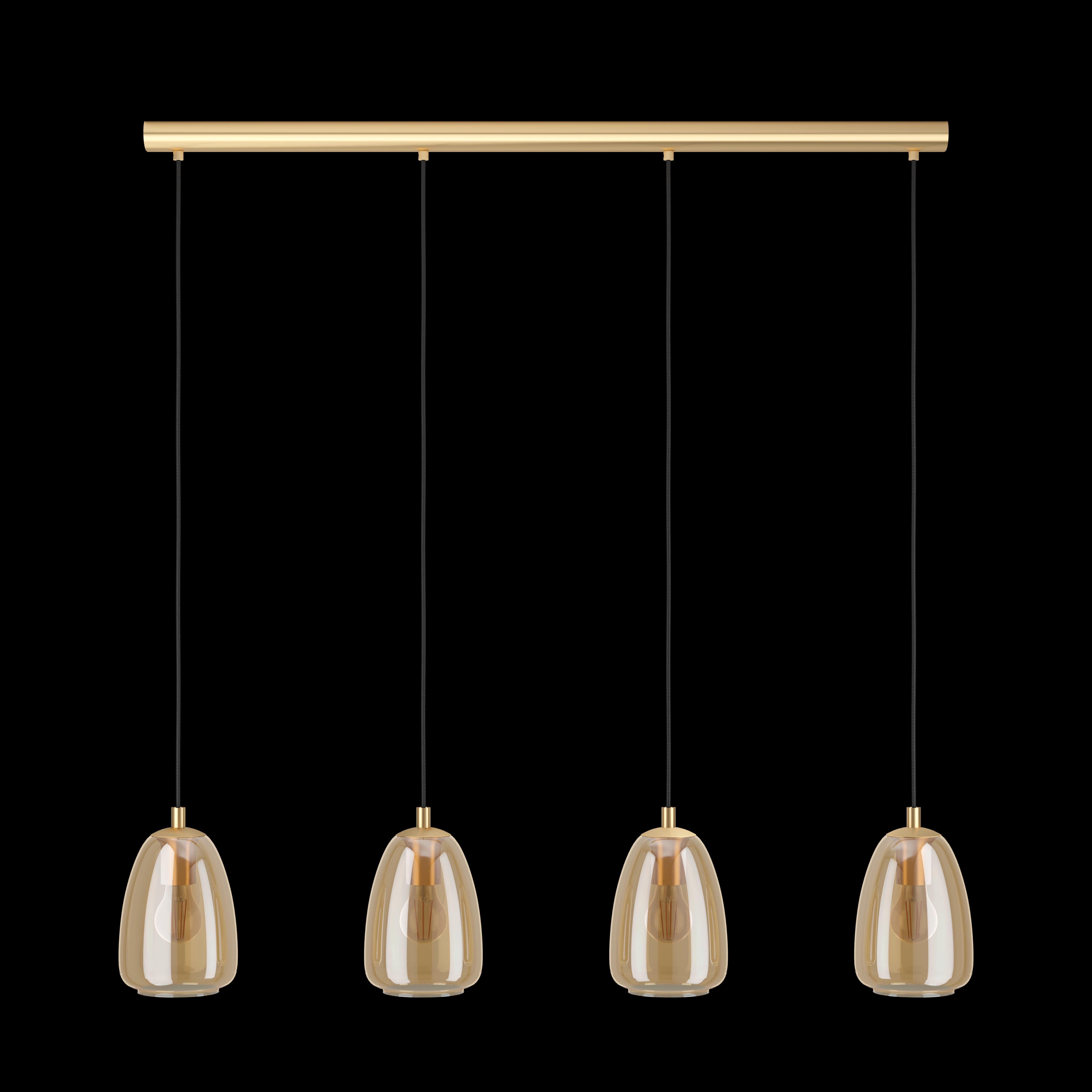 eglo alobrase 4 light smoked amber glass ceiling pendant living room image