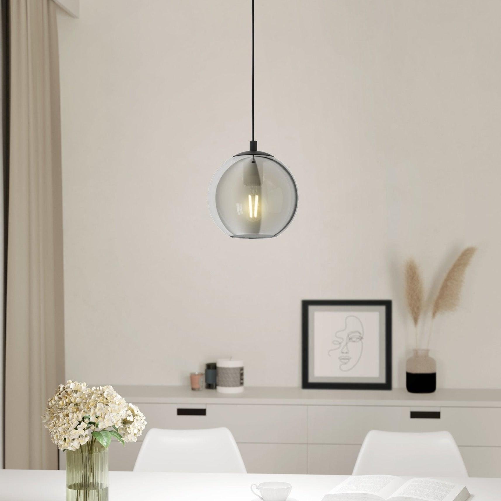 eglo ariscani black steel vaporised glass ceiling pendant
