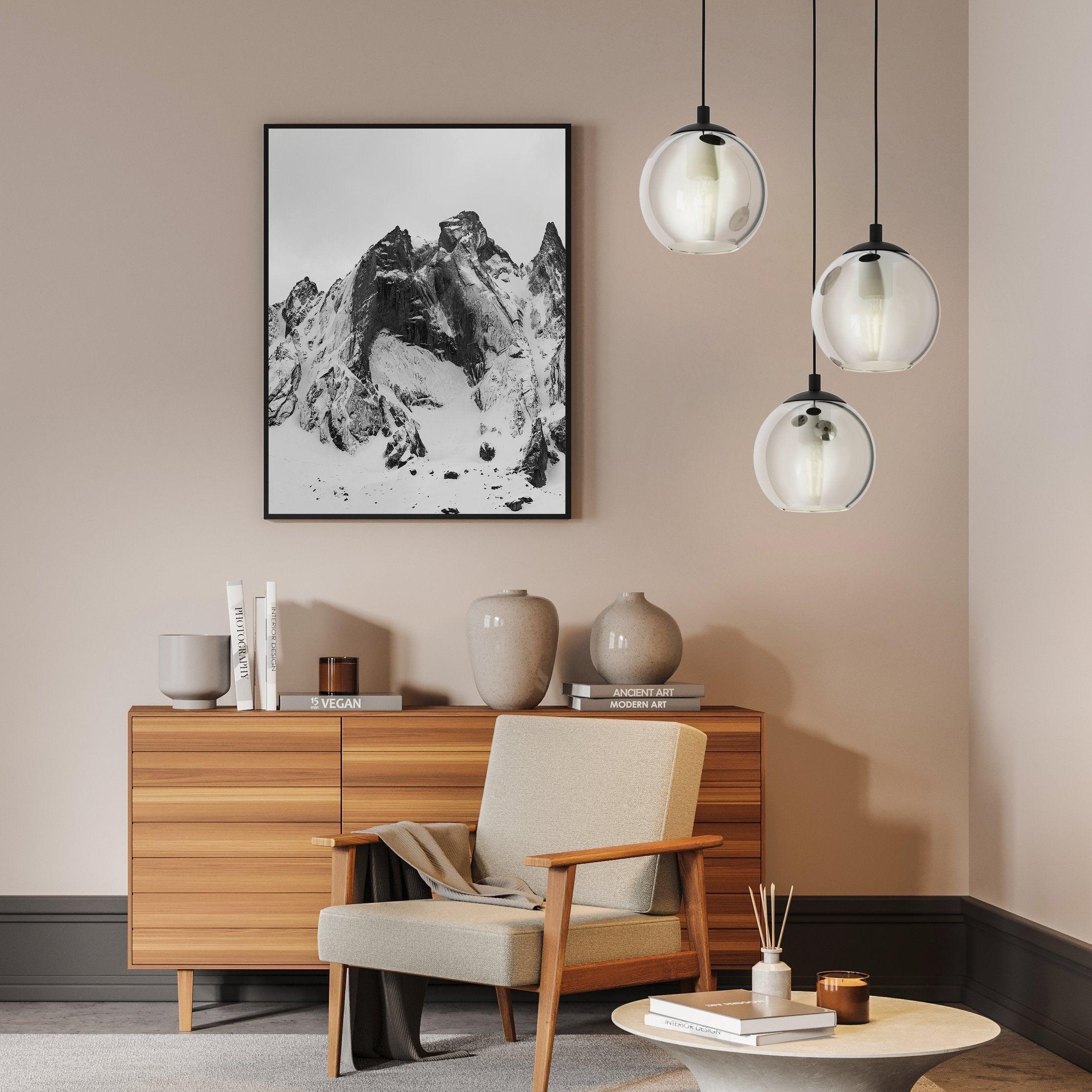 eglo ariscani black steel vaporised glass 3 light pendant Hallway Lighting Close up