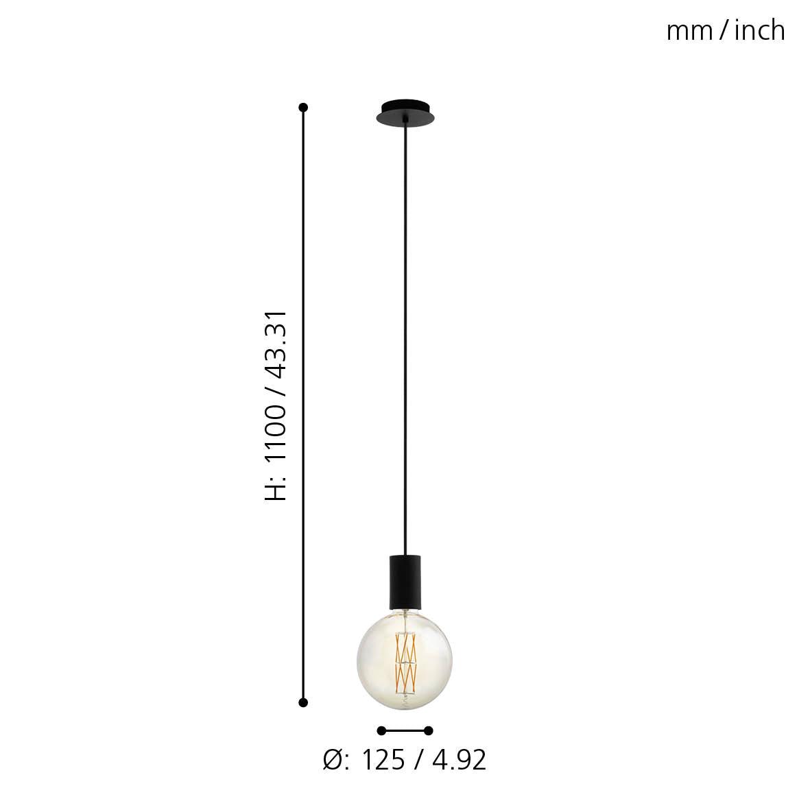 Eglo Pozueta Black Cable Set Ceiling Pendant-WAREHOUSE-40-200326