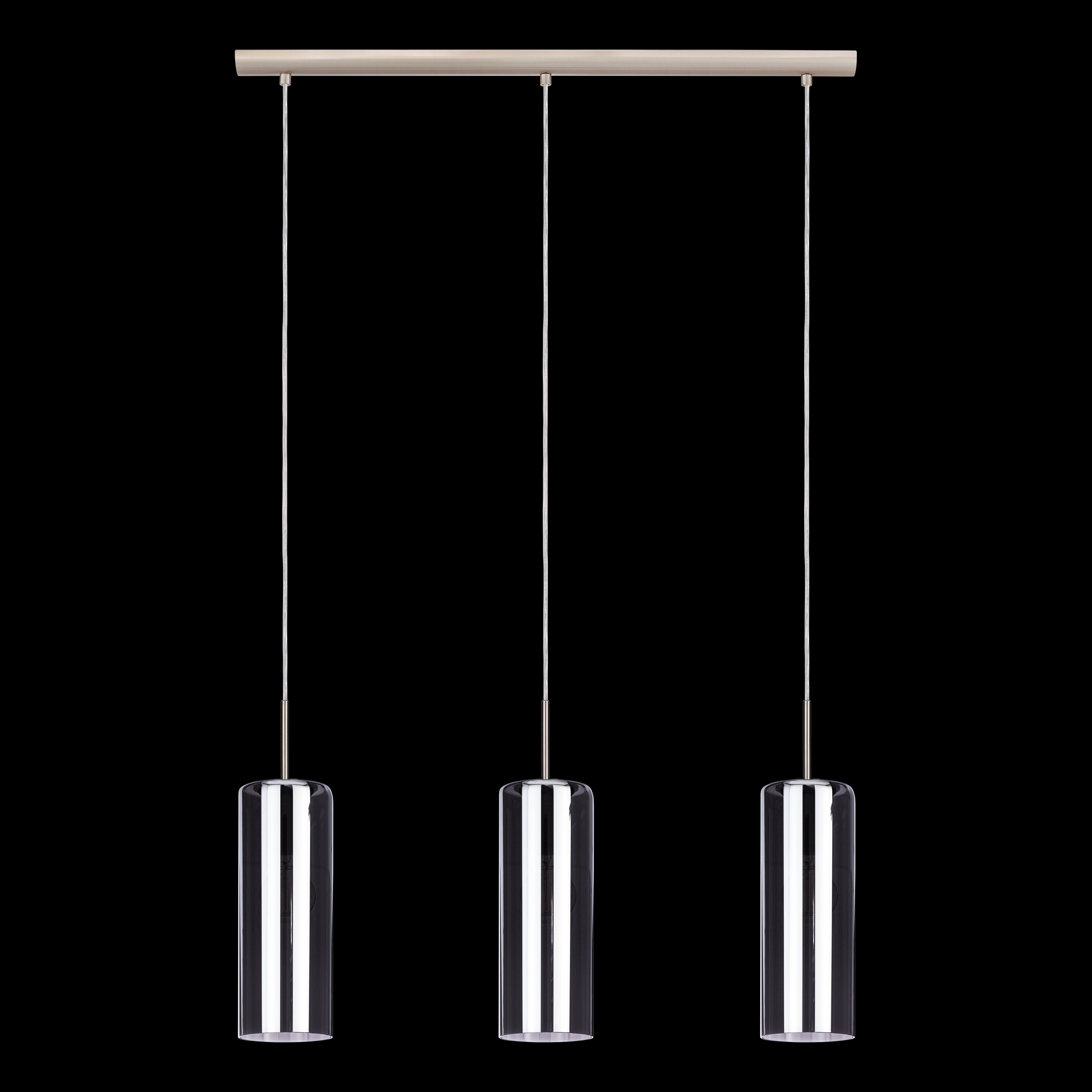 eglo selvino 3 light cylindrical smoked black glass pendant living room image