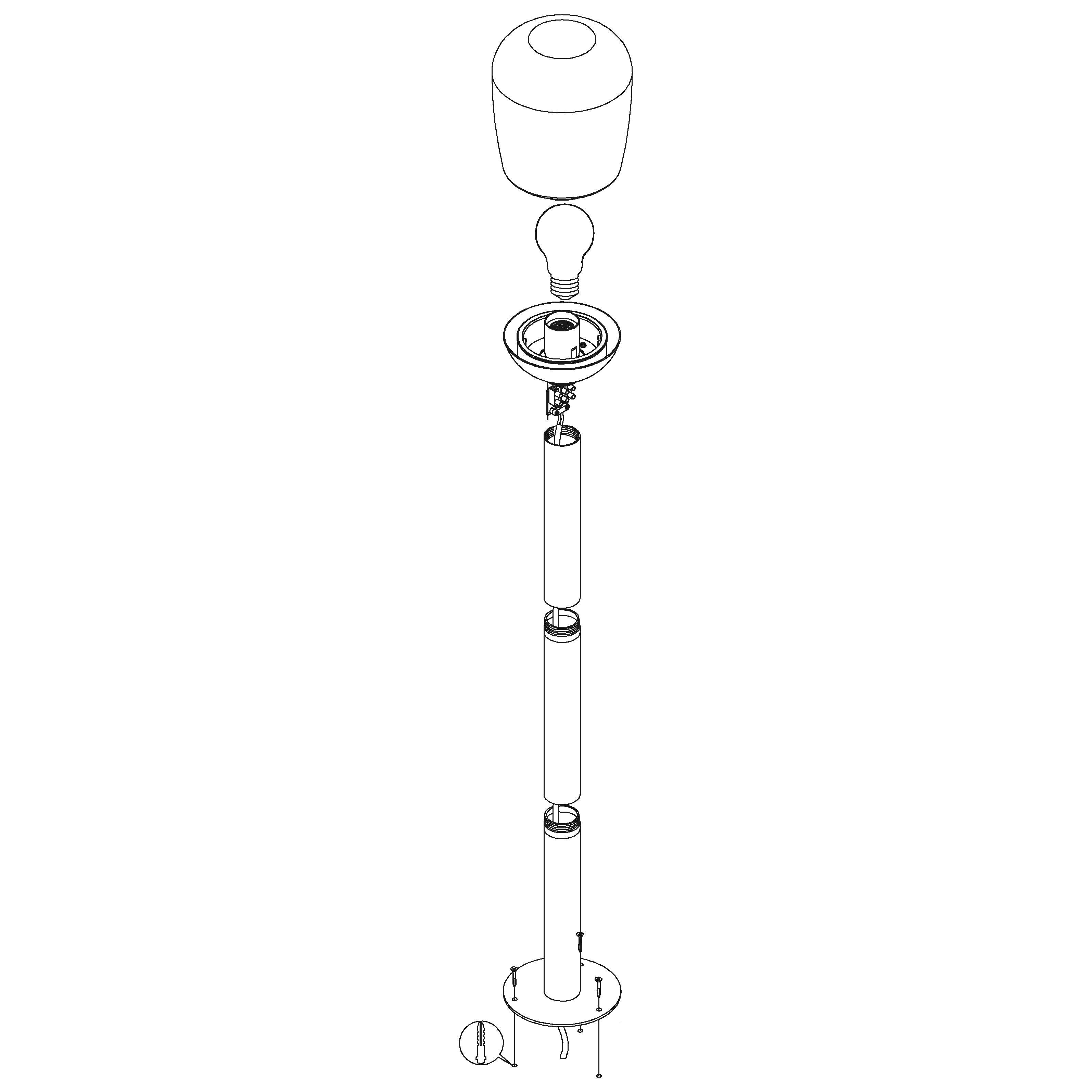 eglo donatori ip44 black aluminium post outdoor glass shade kitchen lighting 