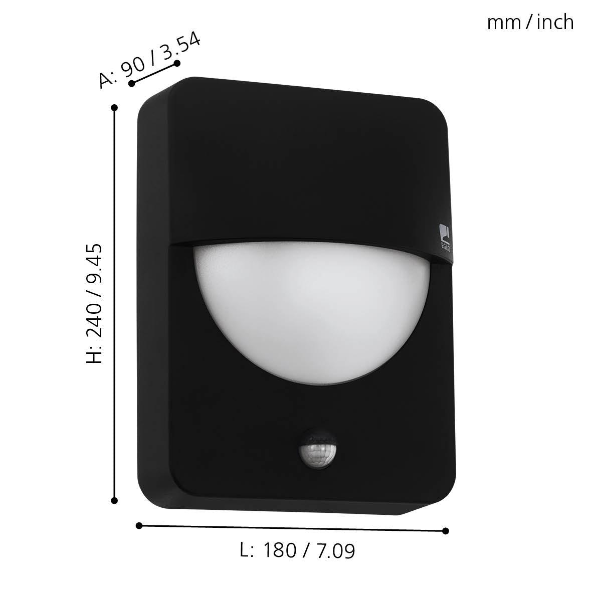 eglo salvanesco black pir outdoor wall light ip44 kitchen lighting 