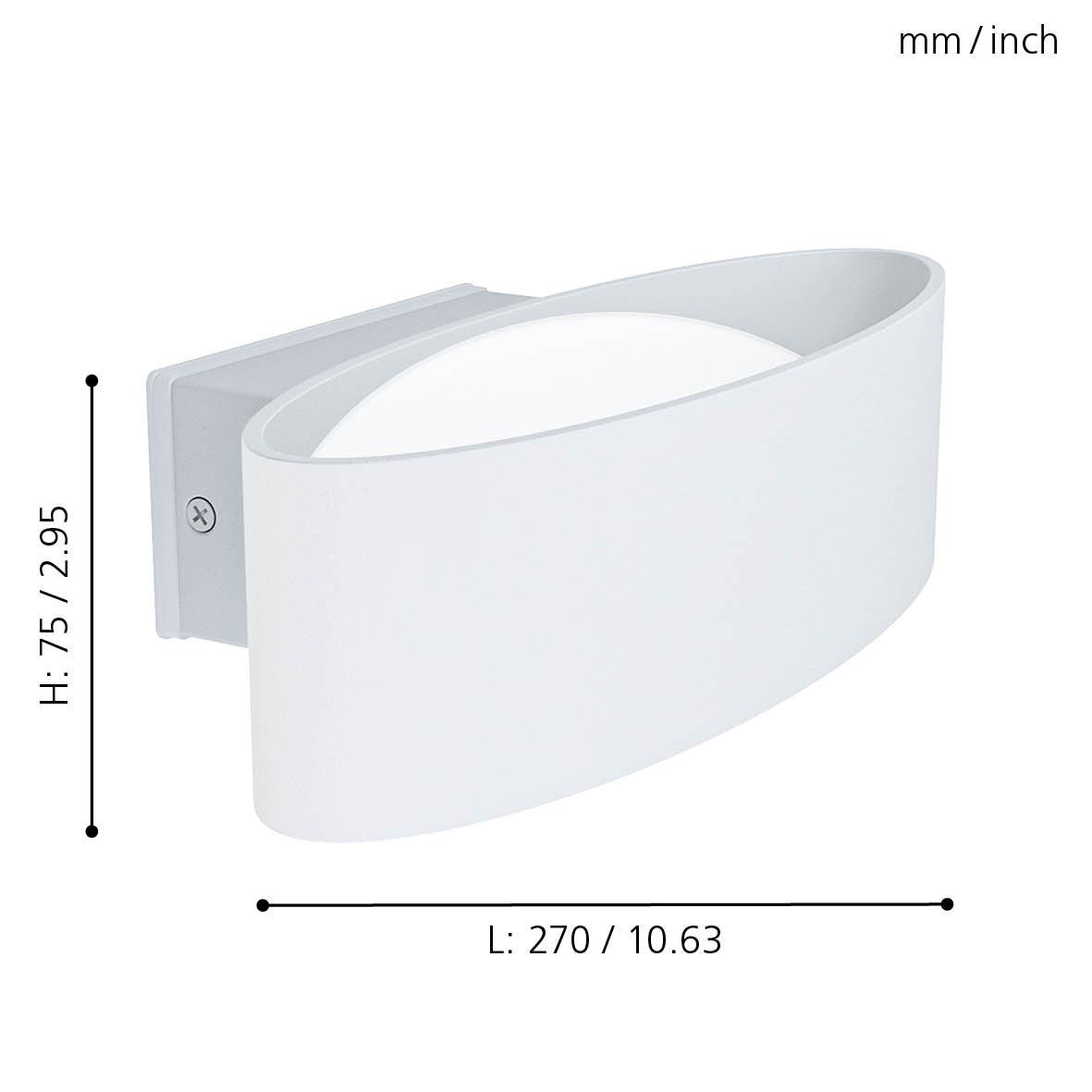 eglo chinoa white oval led outdoor wall light ip54 living room image