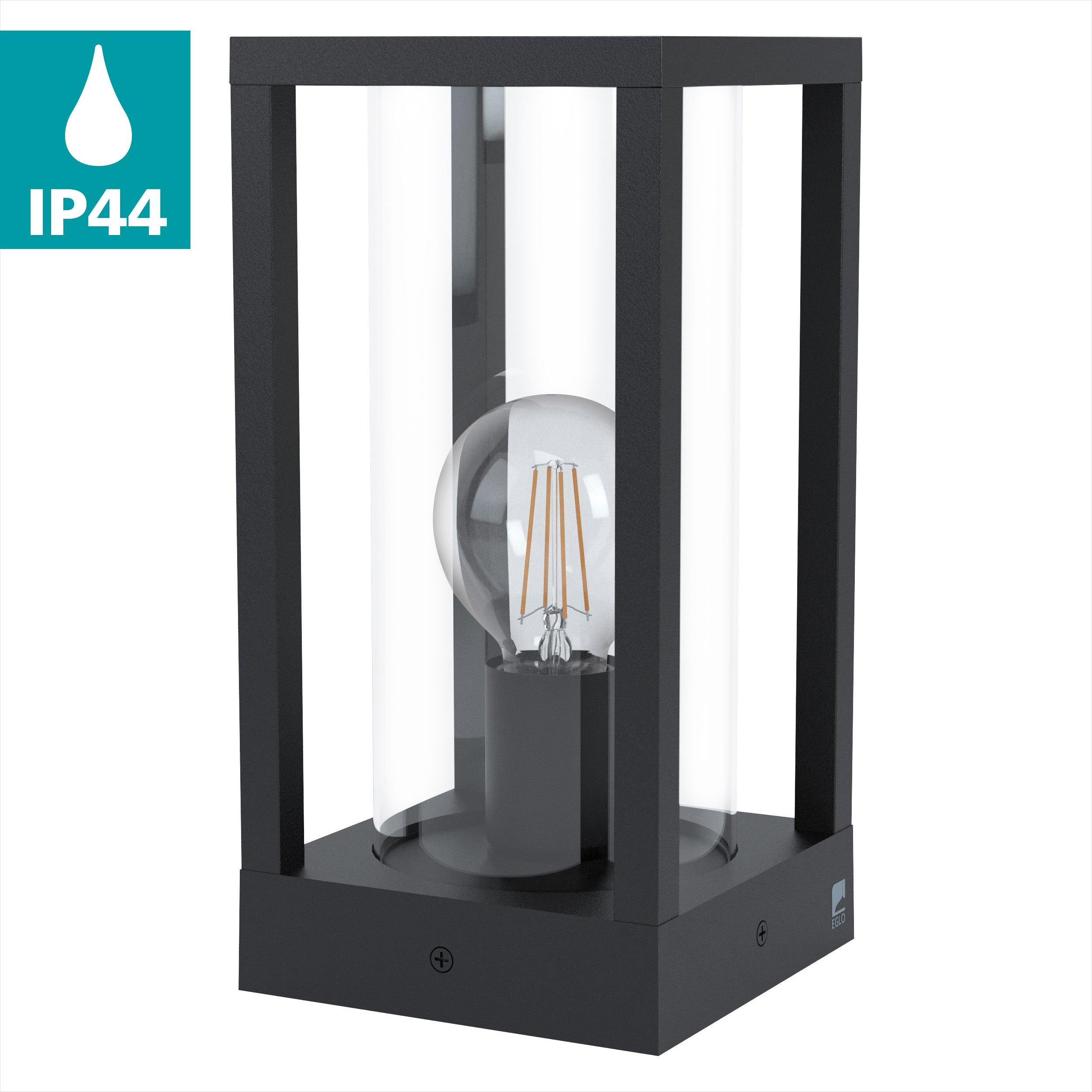 eglo cascinetta ip54 black medal pedestal light hallway lighting 