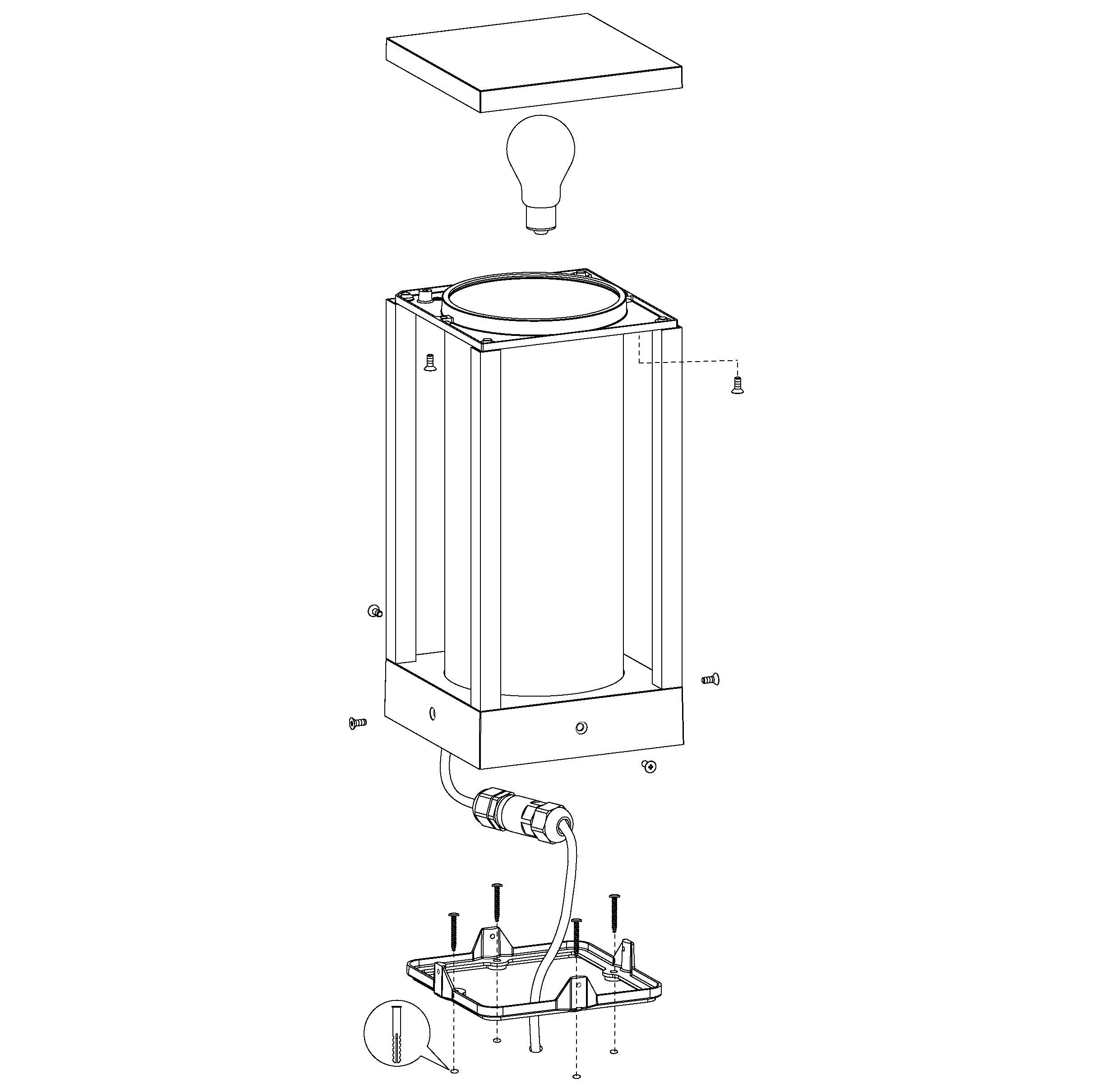 eglo cascinetta ip54 black medal pedestal light Hallway Lighting Close up