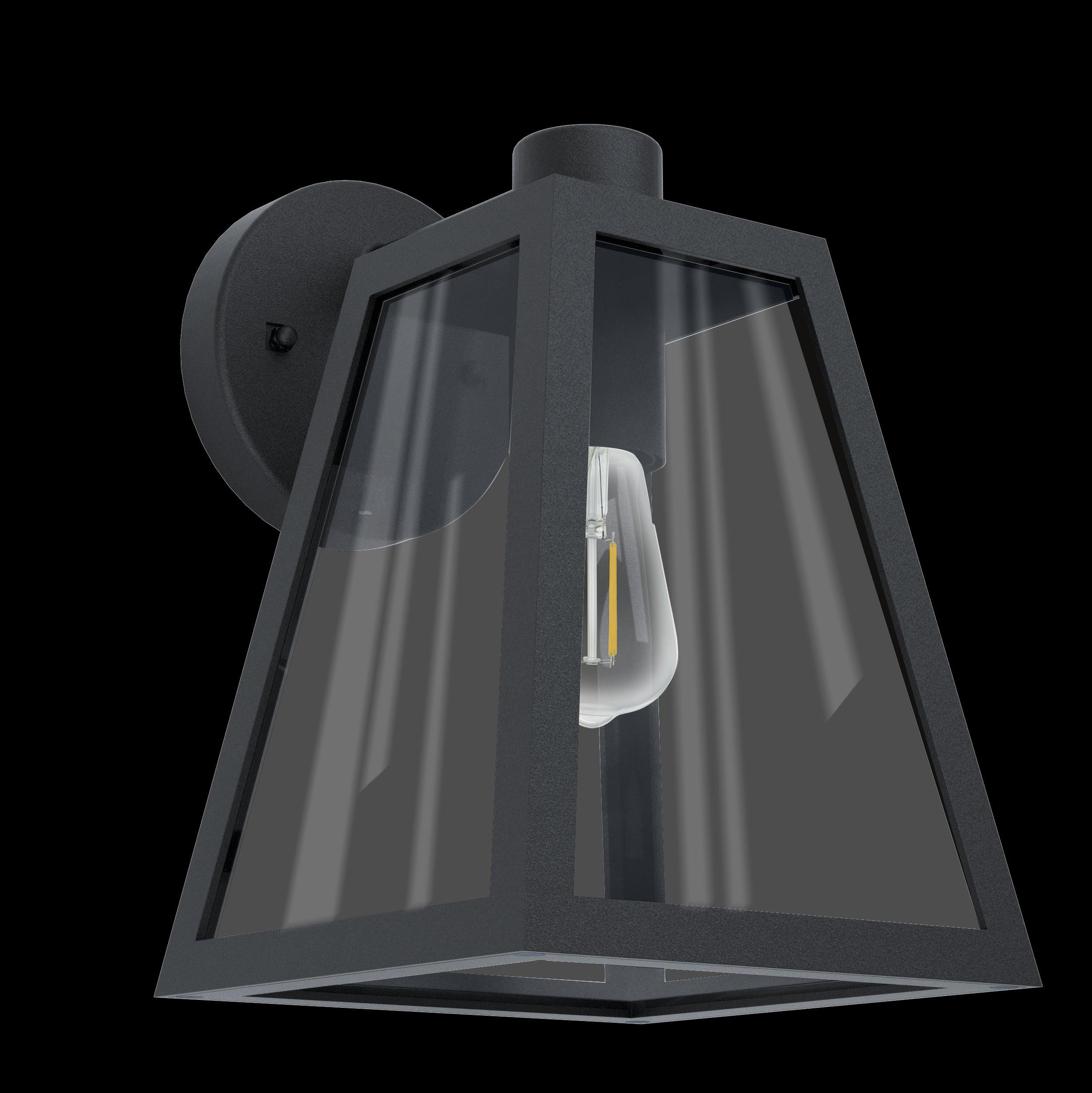 eglo mirandola black ip44 outdoor wall light living room image
