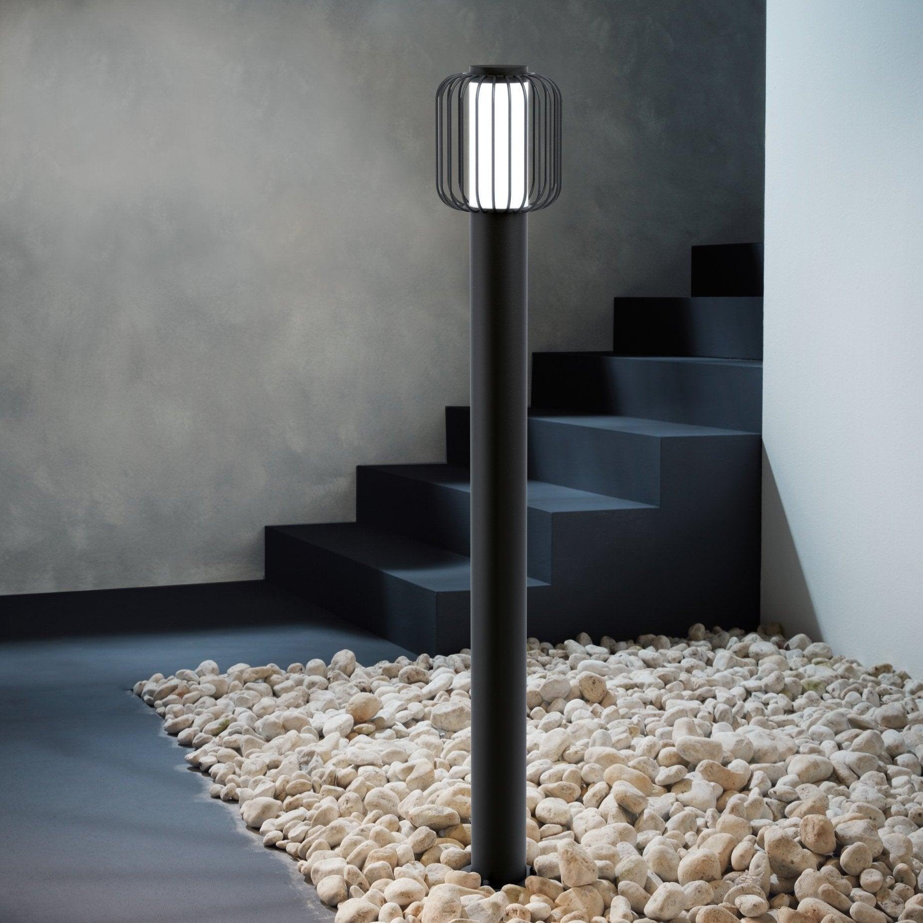 eglo ravello ip54 black bollard outdoor light wire shade