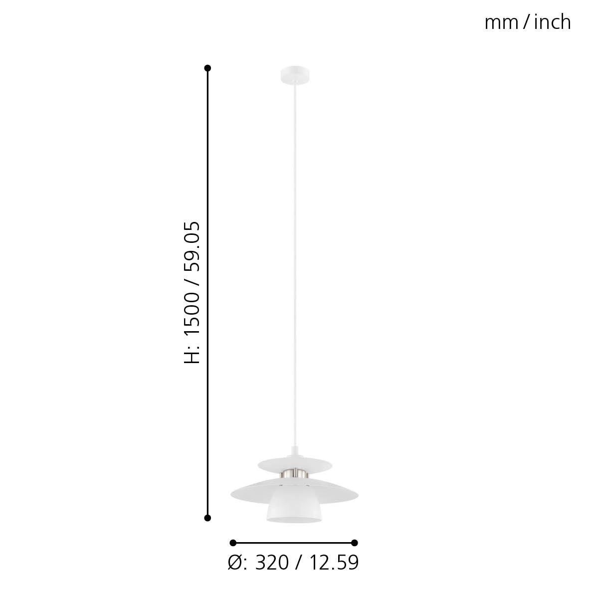 eglo brenda white metal ceiling pendant living room close up