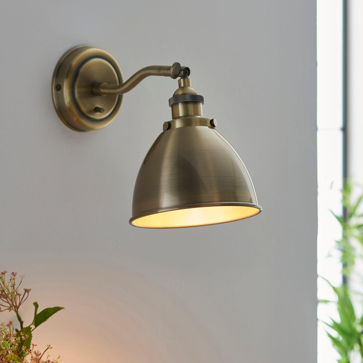 Endon Franklin Brass Wall Light - Brass Shade-warehouse-180926