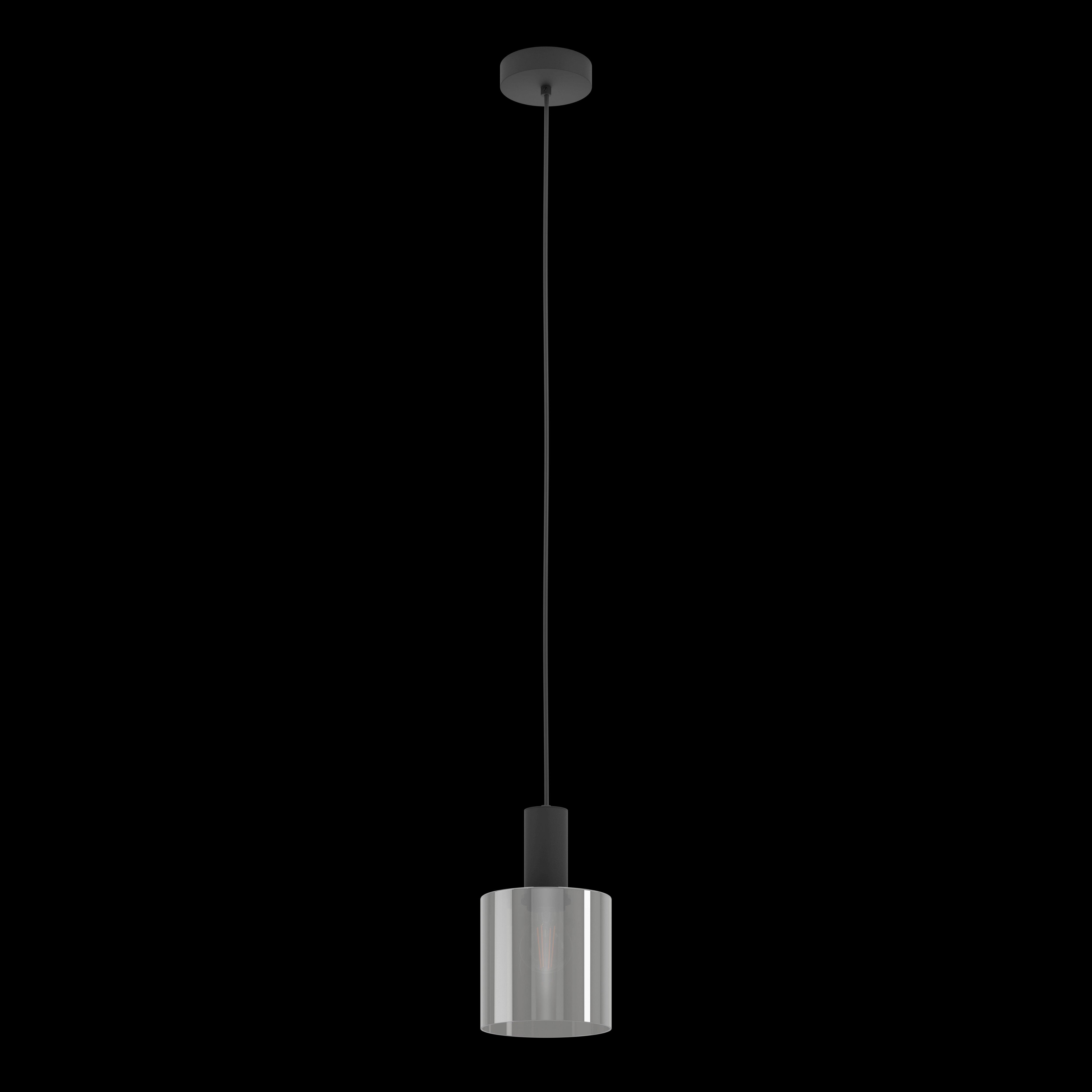 eglo gorosiba smoked black glass ceiling pendant living room close up