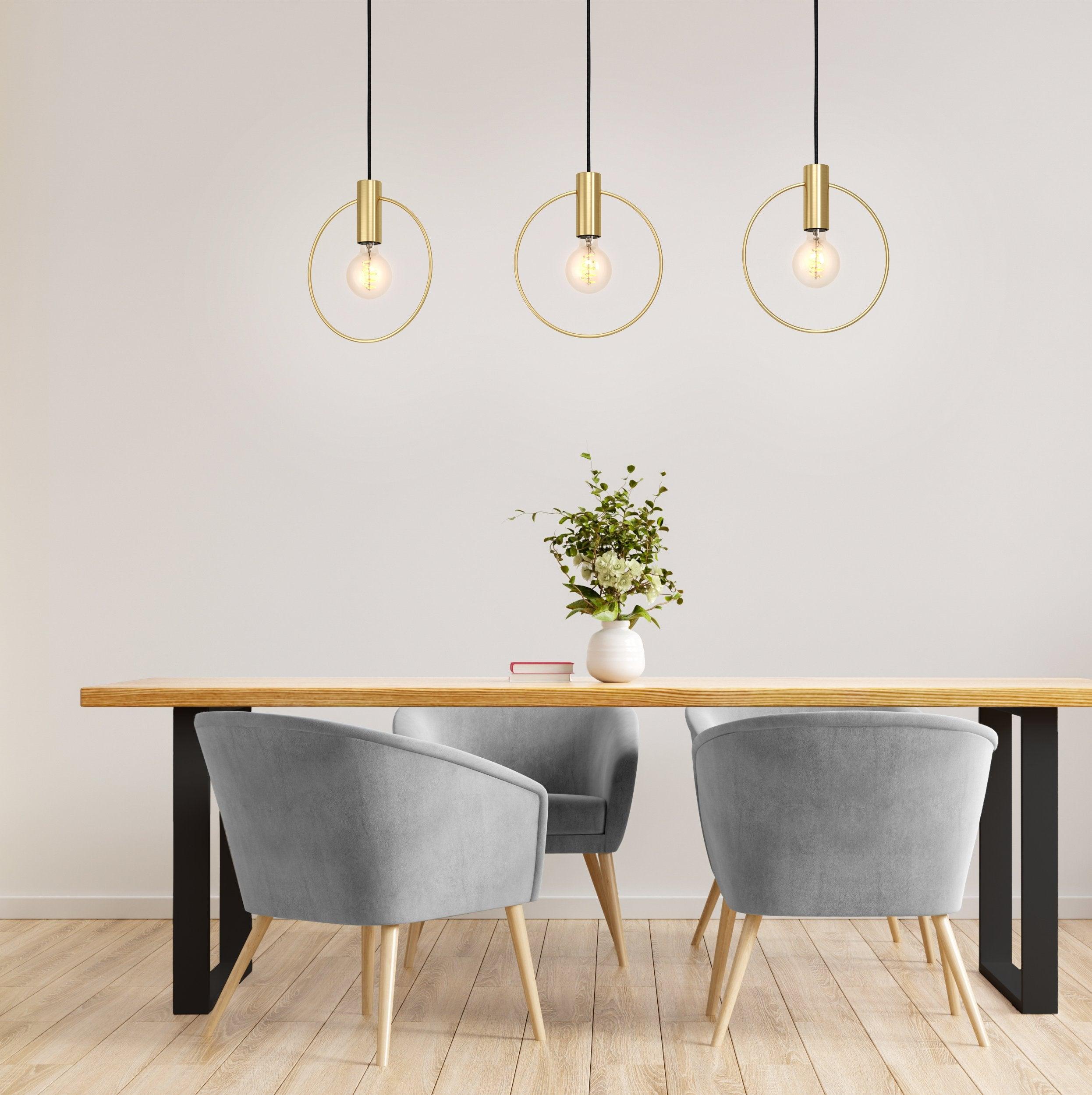 eglo manizales 3 light brass hoop ceiling pendant