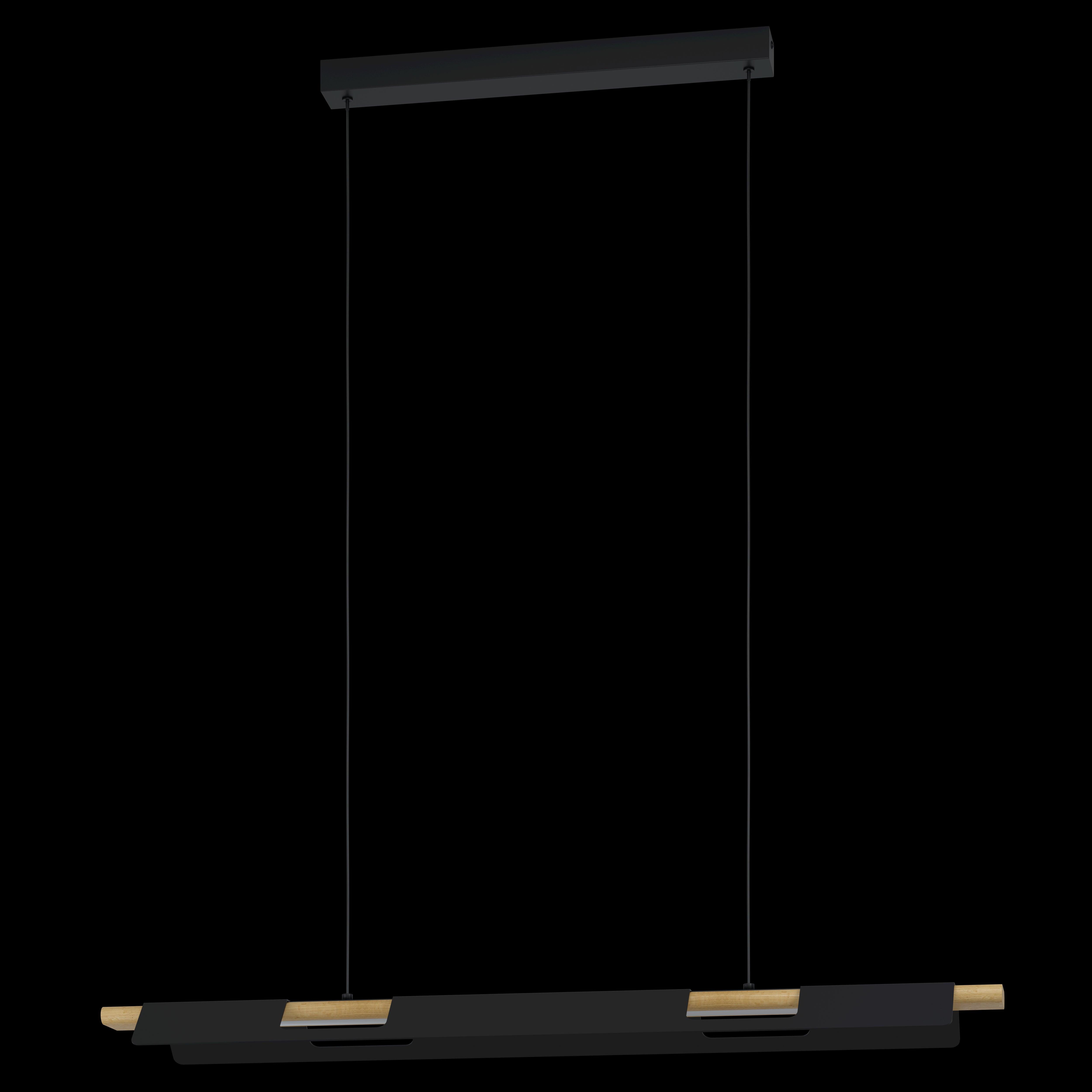 eglo ermua led rubberwood black sheet metal pendant living room image