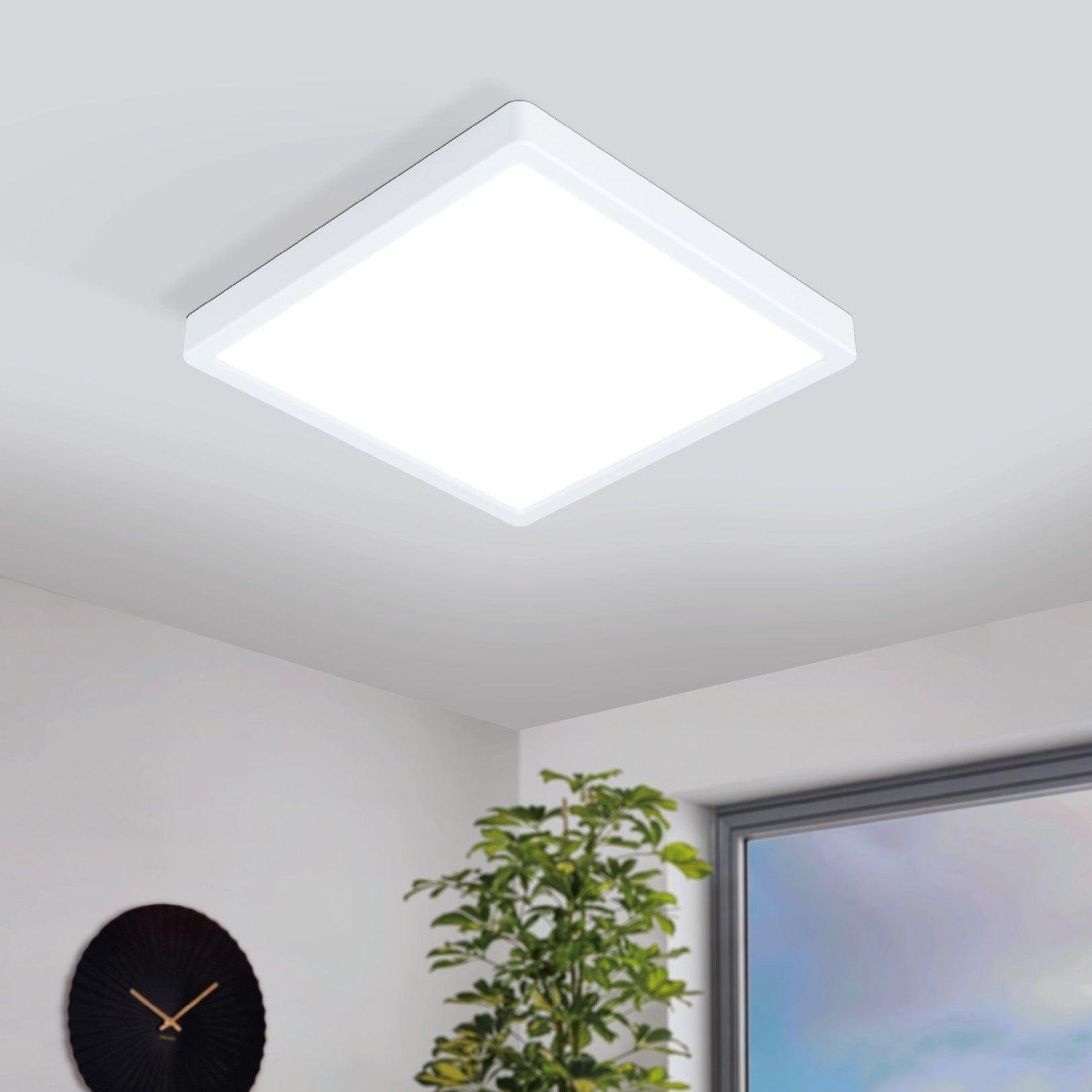 eglo connect fueva z smart led white square flush ceiling light living room image
