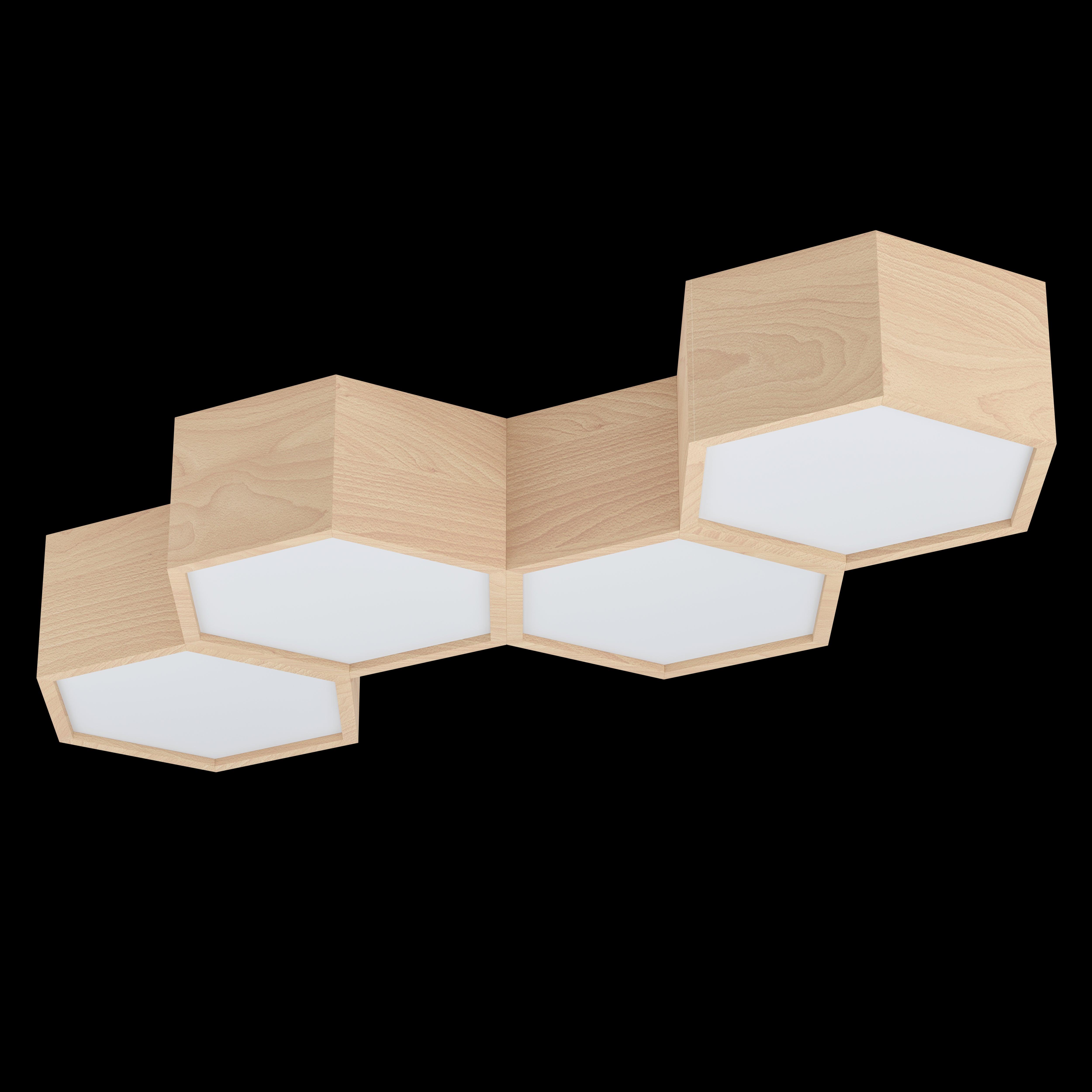 eglo mirlas 4 light hexagonal wooden flush ceiling light living room image