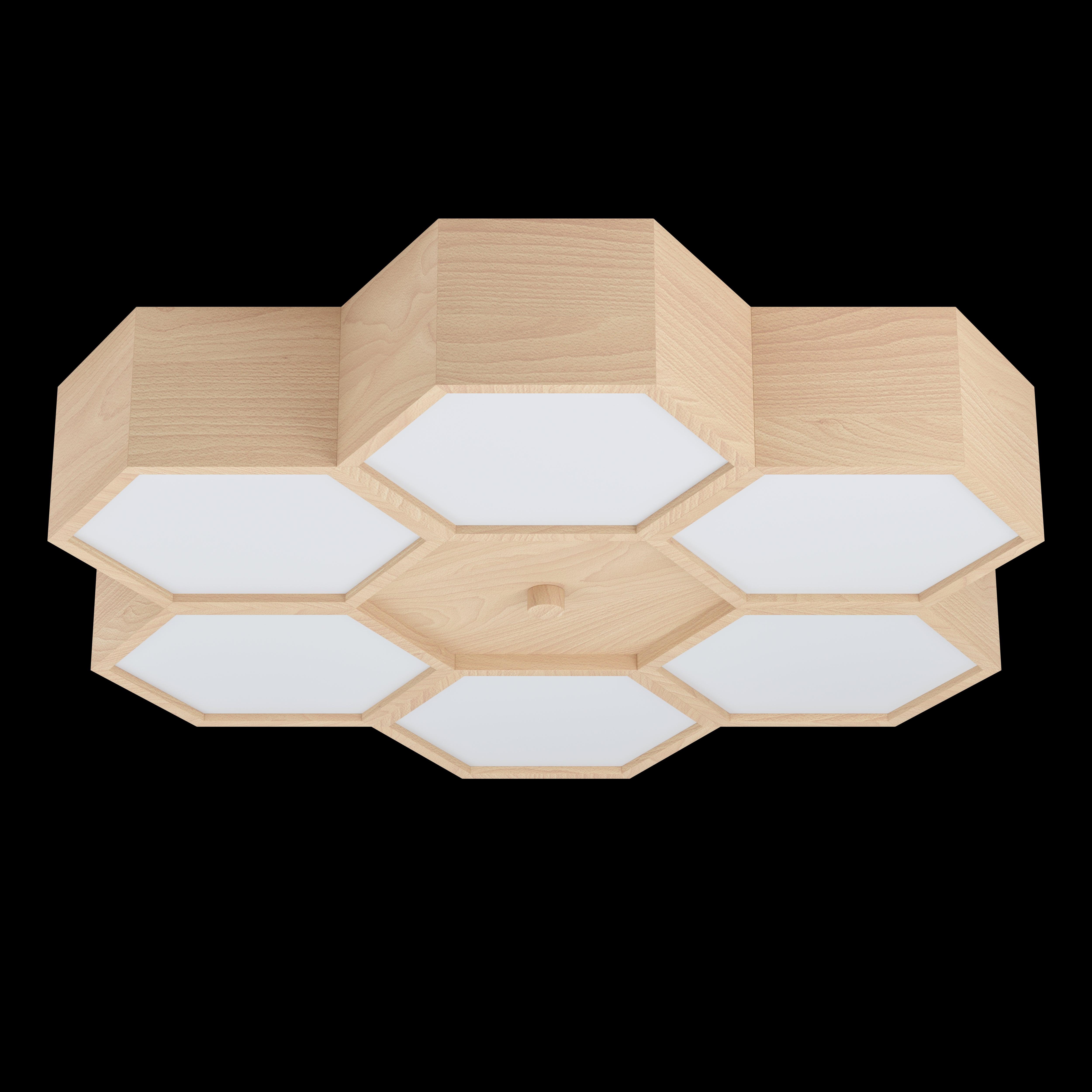 eglo mirlas 6 light hexagonal wooden flush ceiling light living room image