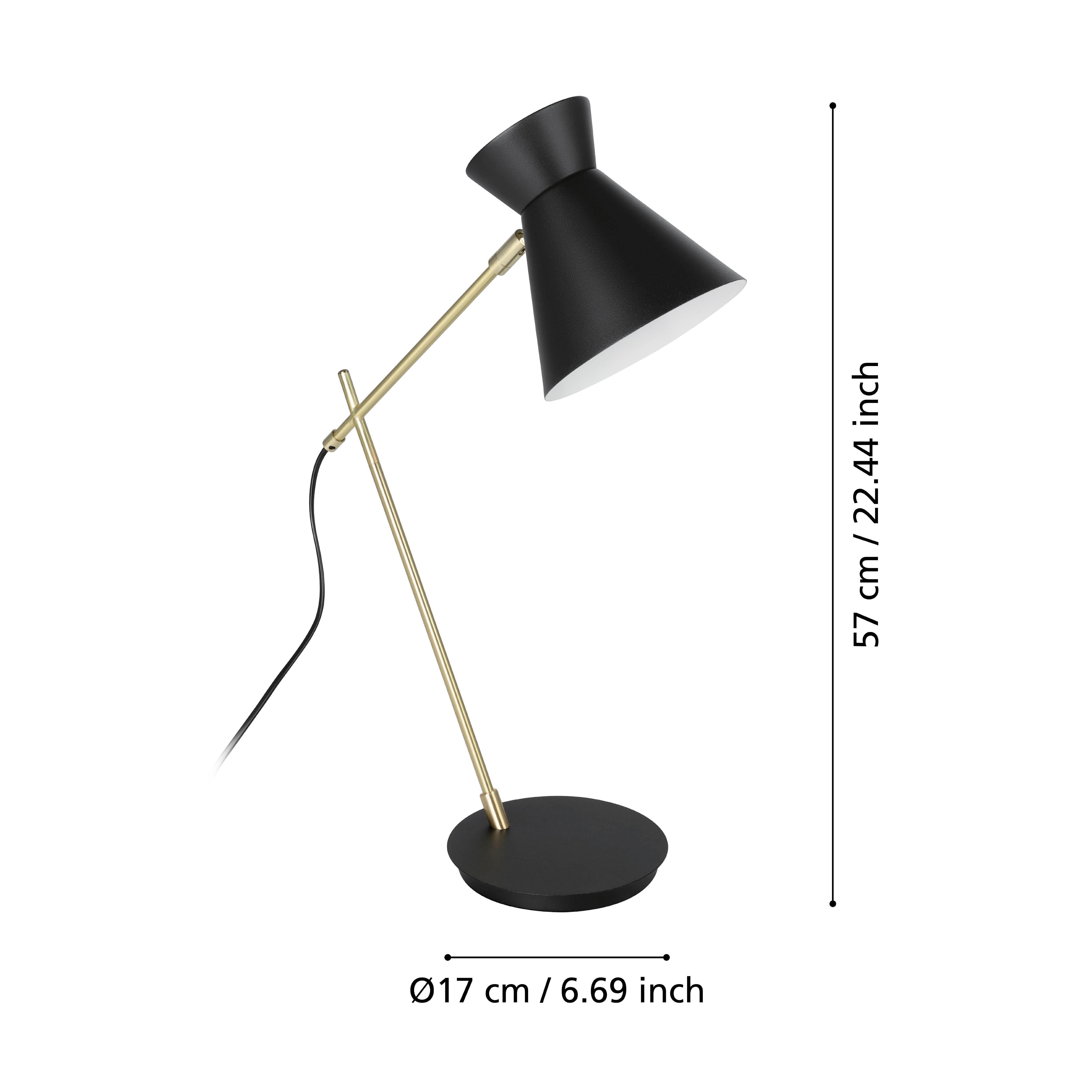 eglo amezaga brass desk lamp black metal shade living room close up