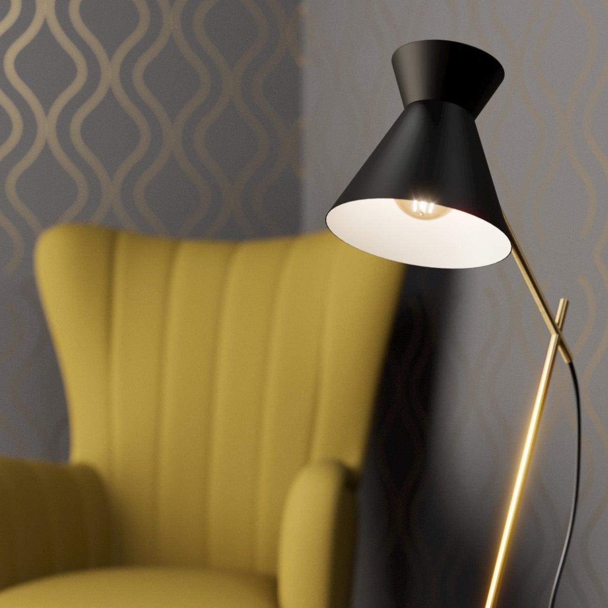 eglo amezaga brass desk lamp black metal shade living room image