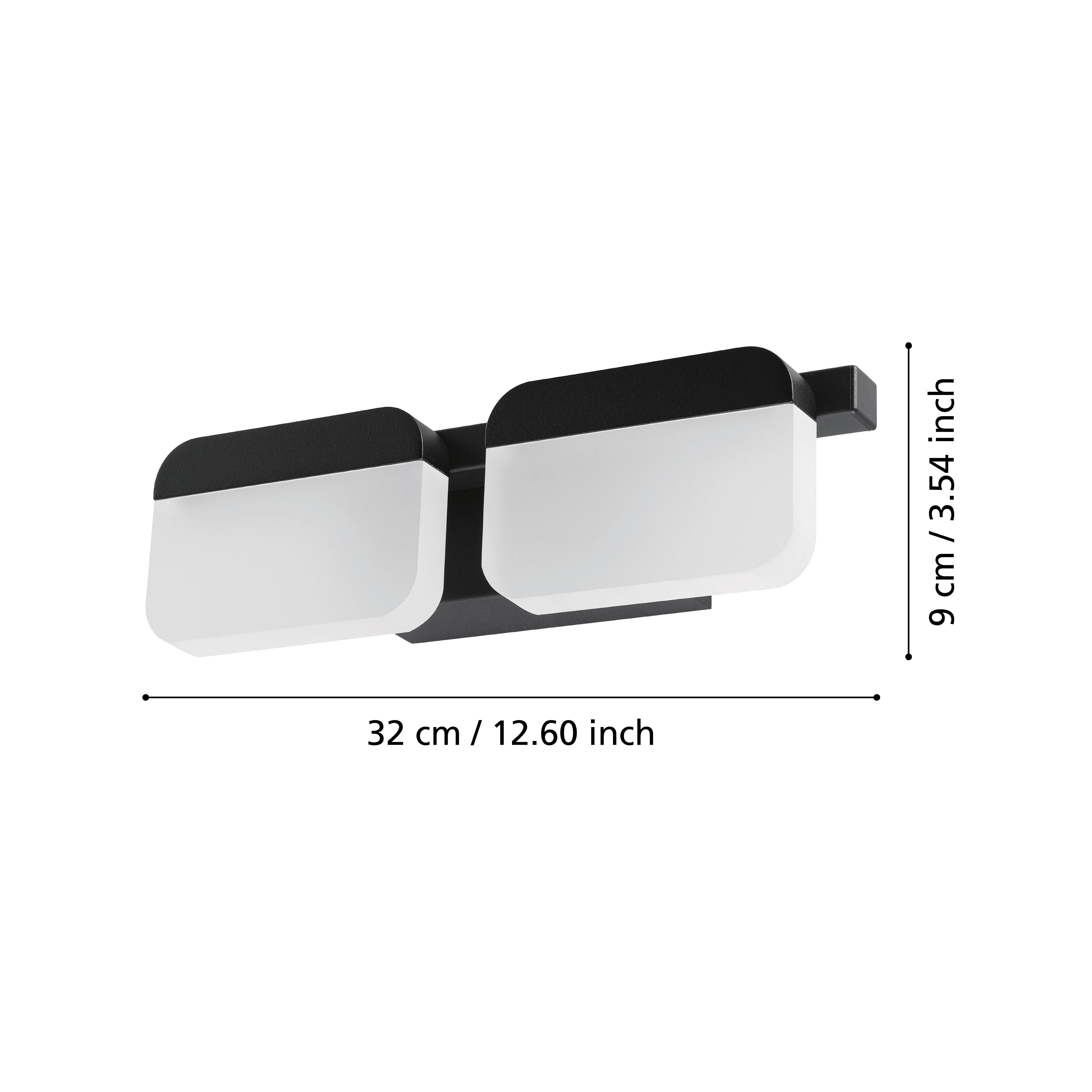 eglo ervidel black 2 light led wall light living room close up