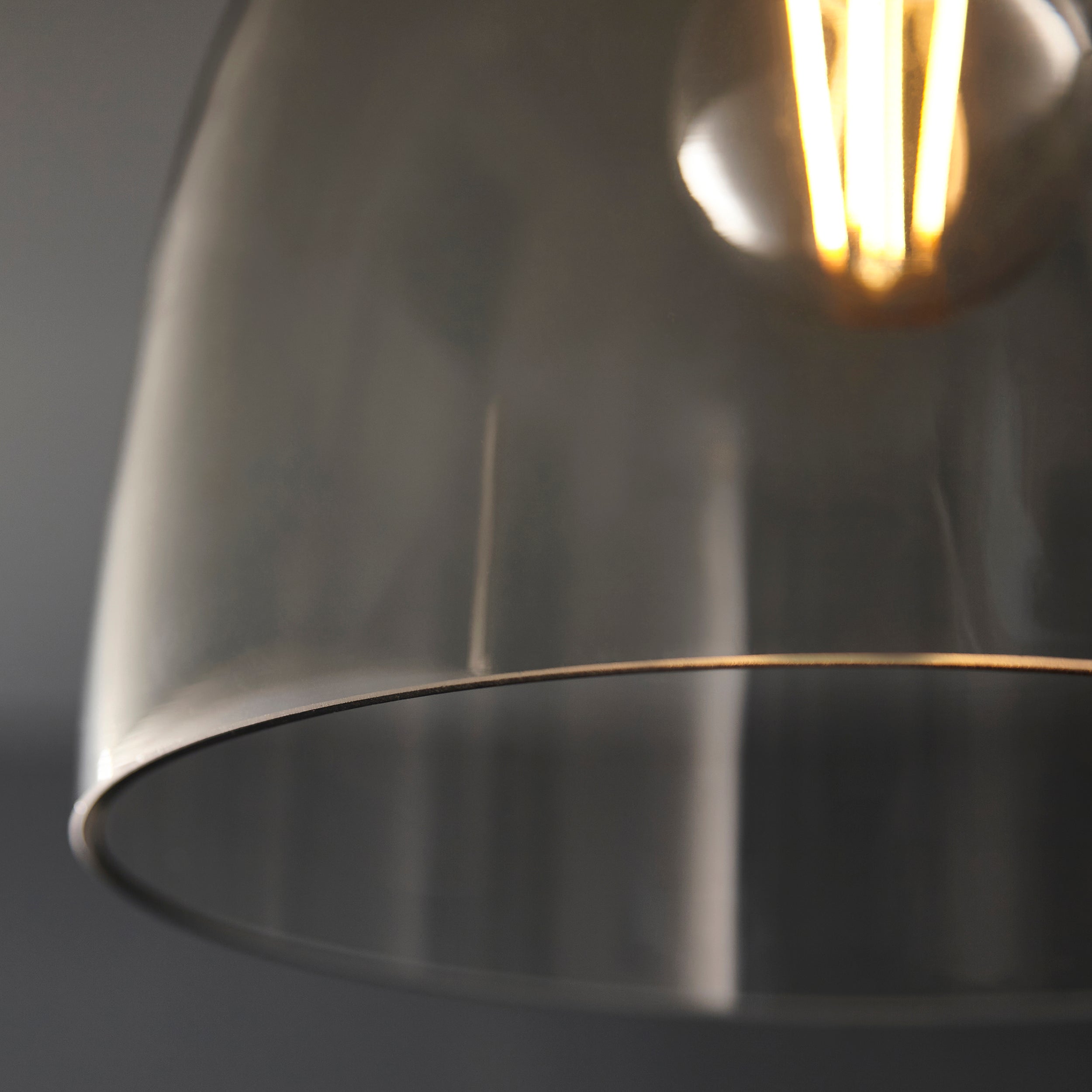 Urban Black & Knurled Chrome Industrial Flush - Glass Shade